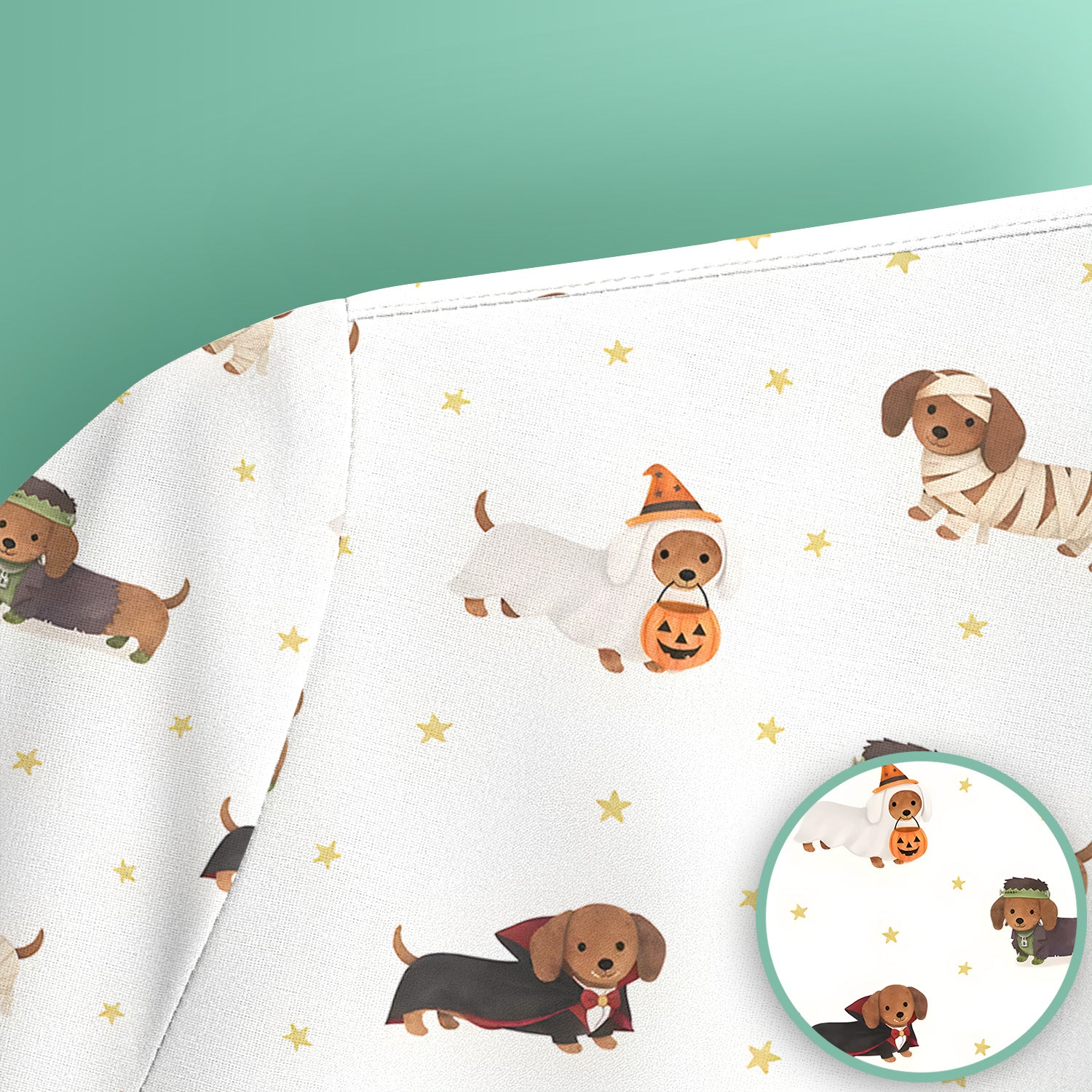 Halloween Dachshund Costumes Print Scrub Top, Comfortable Scrubs for Nurses