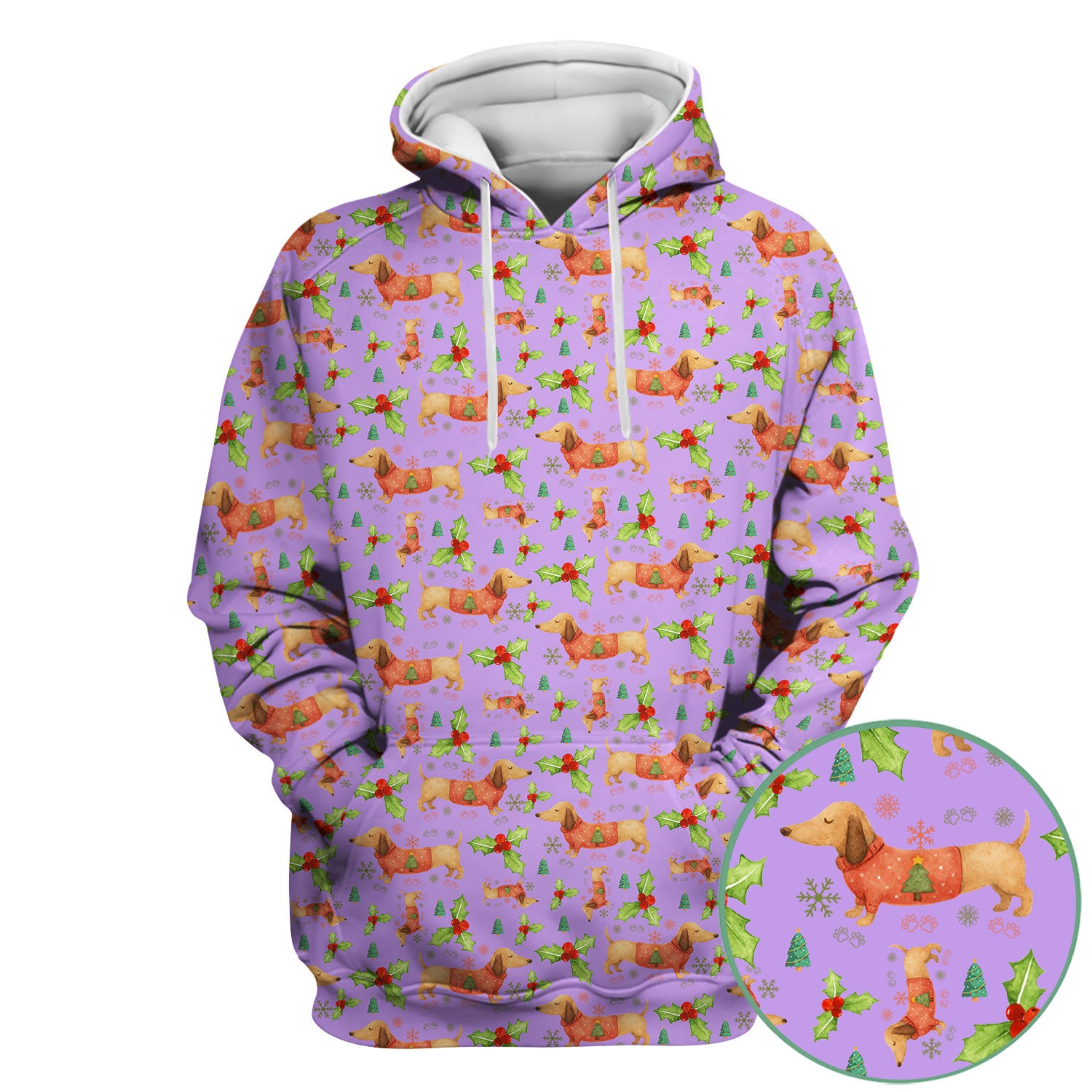 Festive Dachshund Scrub Top - Cute Sausage Dog Christmas Medical Uniform - Wiener Puppy Lover Gift