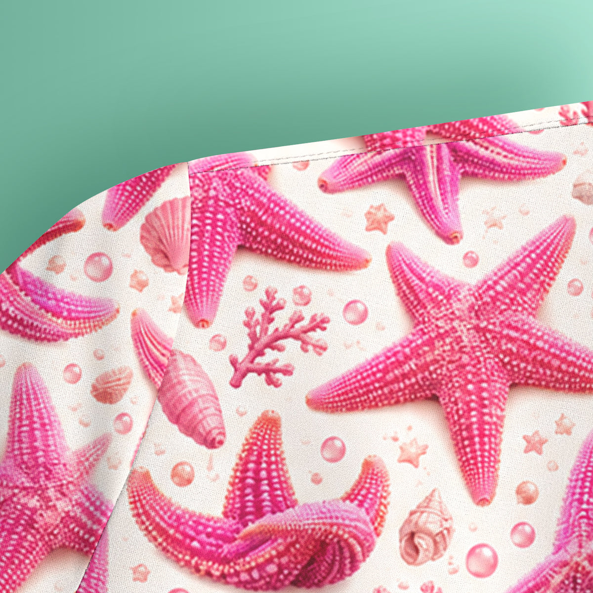 Pink Starfish And Seashell Pattern Scrub Top, Comfortable Scrubs for Nurses