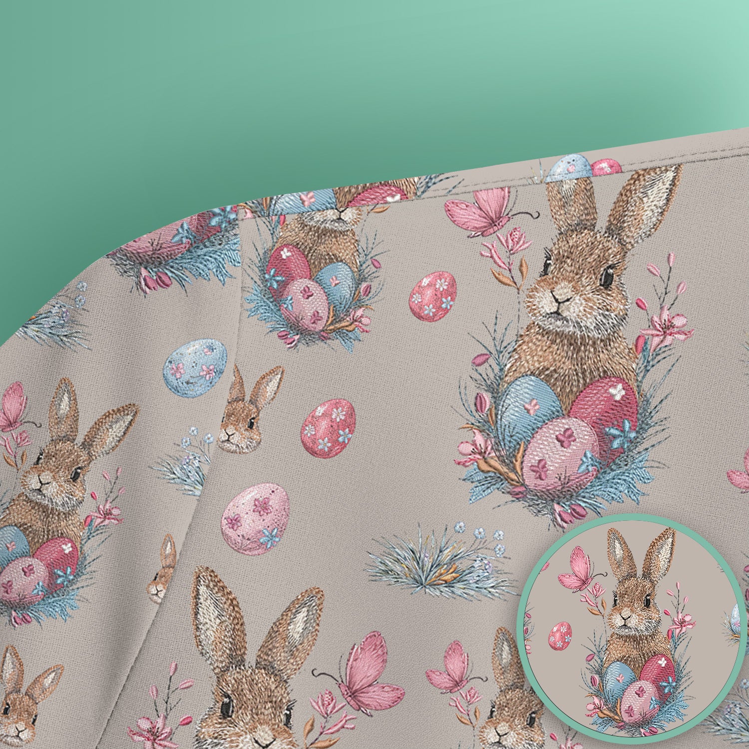 Pastel Easter Bunny Nest Pattern Scrub Top, Comfortable Scrubs for Nurses