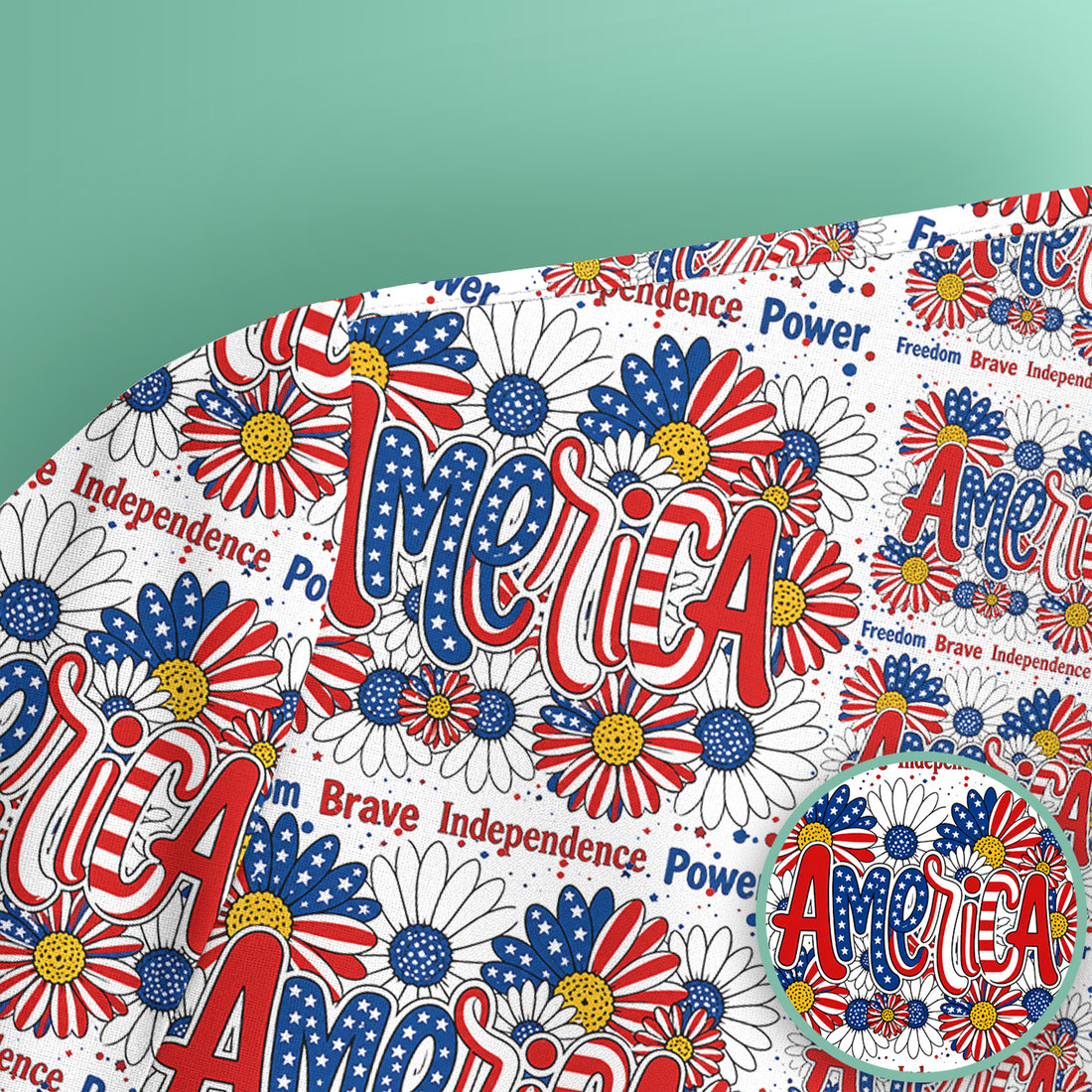 Patriotic America Floral Fireworks Pattern Scrub Top, Comfortable Scrubs for Nurses