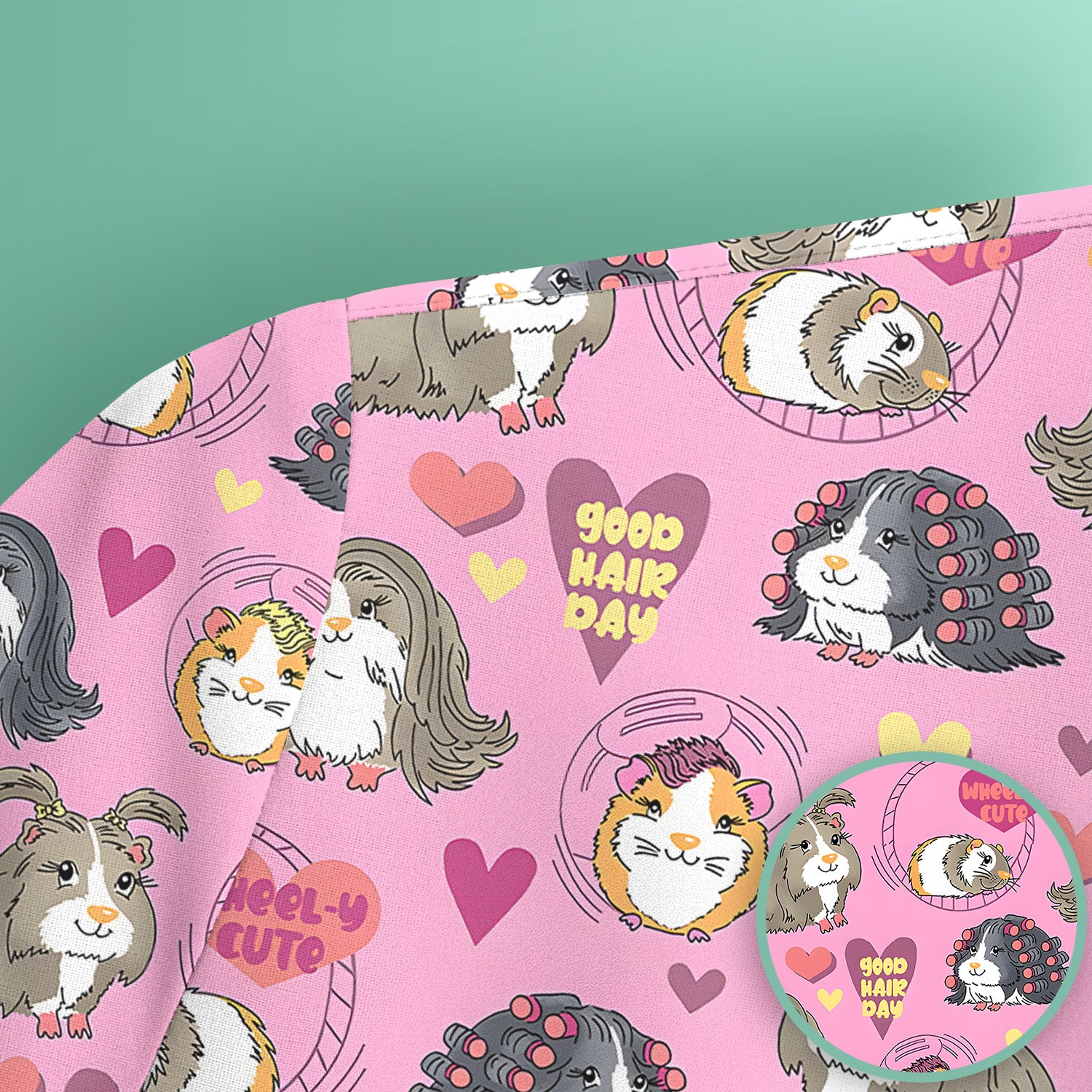 Cute Guinea Pig Heart Pattern Scrub Top, Comfortable Scrubs for Nurses