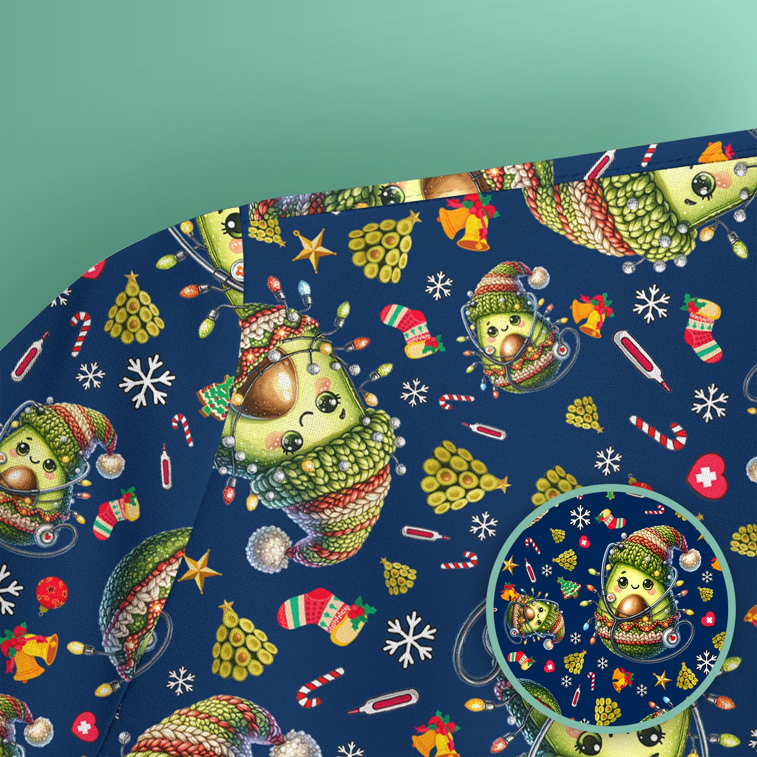 Avocado Scrub Top for Nurse - Funny Christmas Nursing Shirt - Cute Holiday Medical Uniform for Women RN LPN CNA