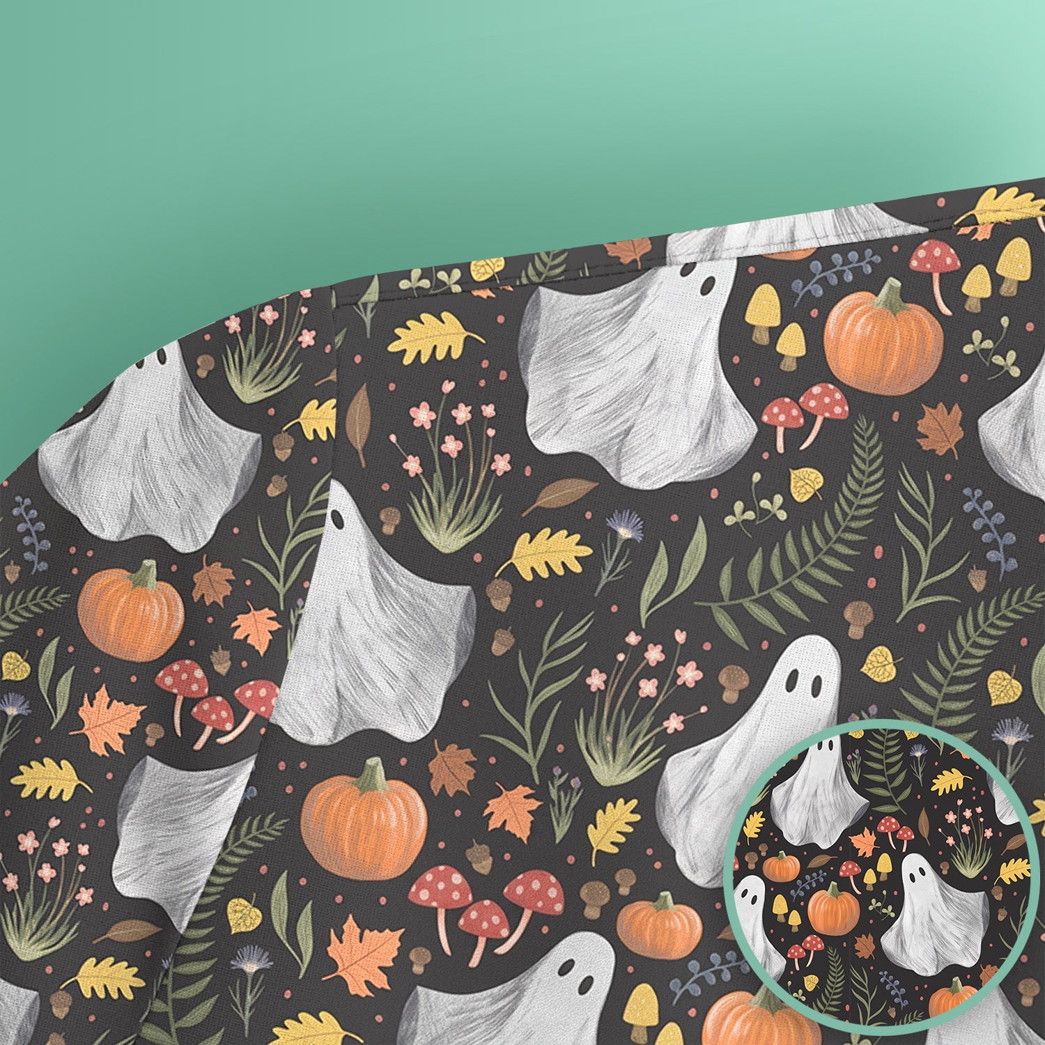 Pumpkin Woodland Pattern Scrub Top, Comfortable Scrubs for Nurses