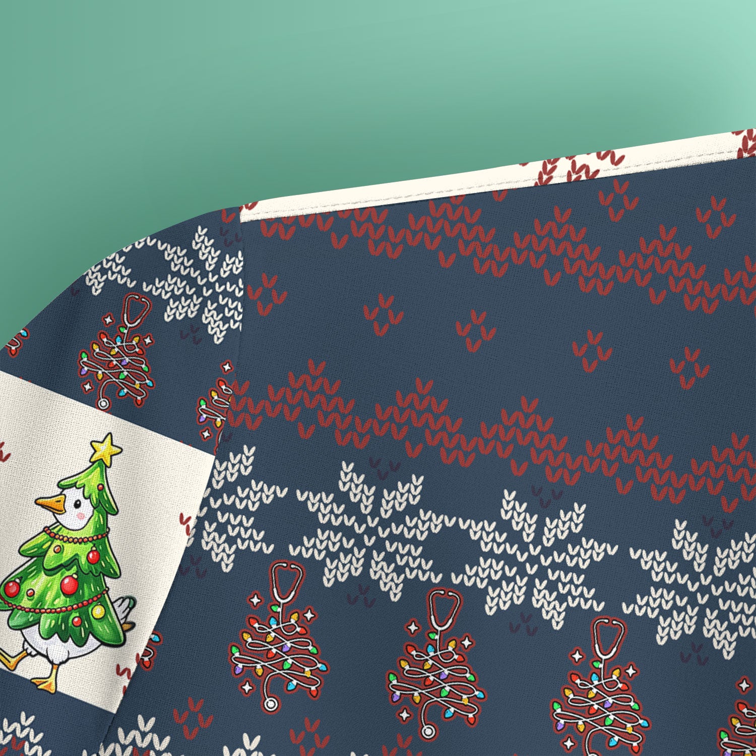 Funny Jolly Goose Christmas Scrub Top – Playful Holiday Goose Squad Pattern – Festive Medical Uniform for Nurses, Vets & Healthcare Workers