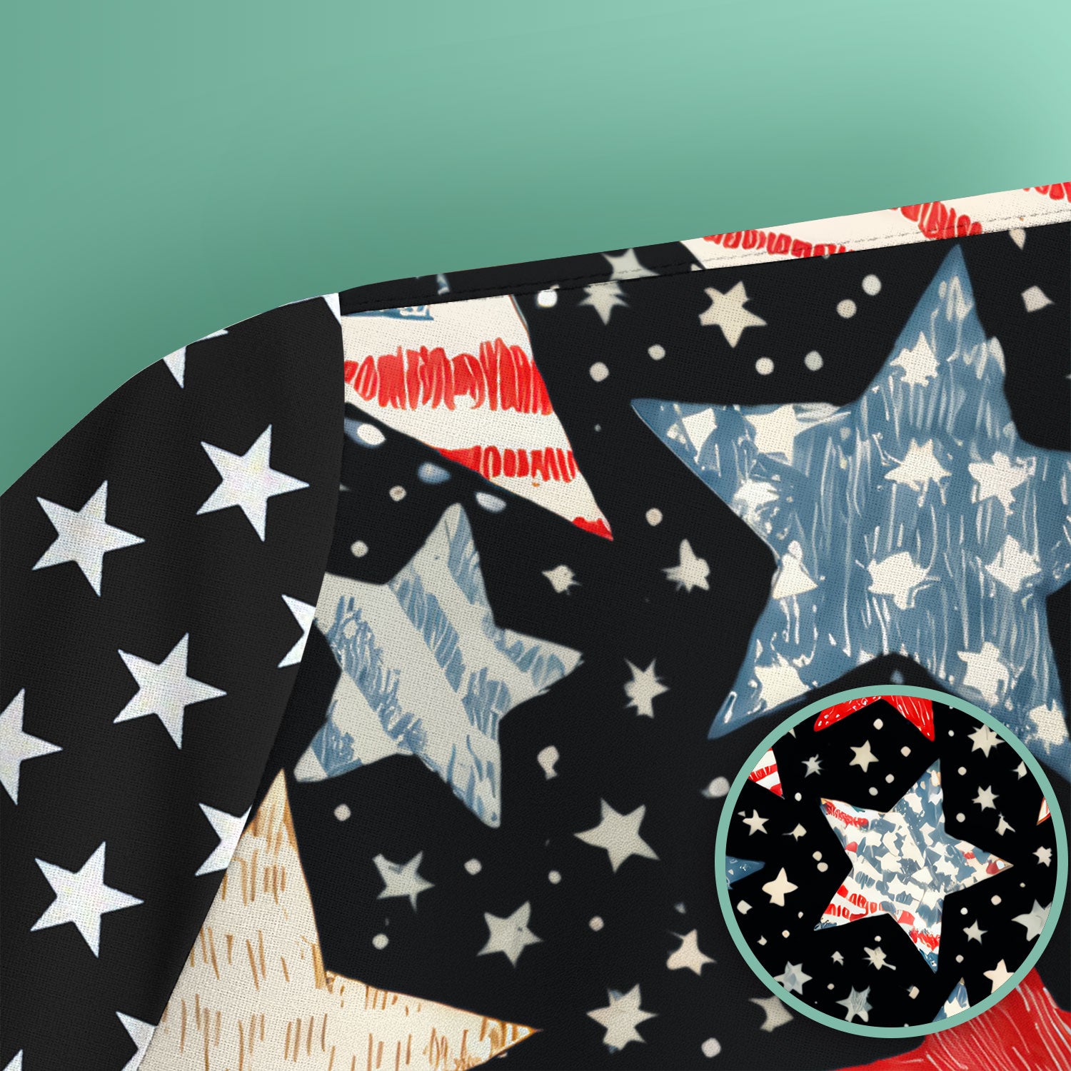 Patriotic Star Pattern Medical Scrub Top, Breathable Fabrics Nursing Uniform