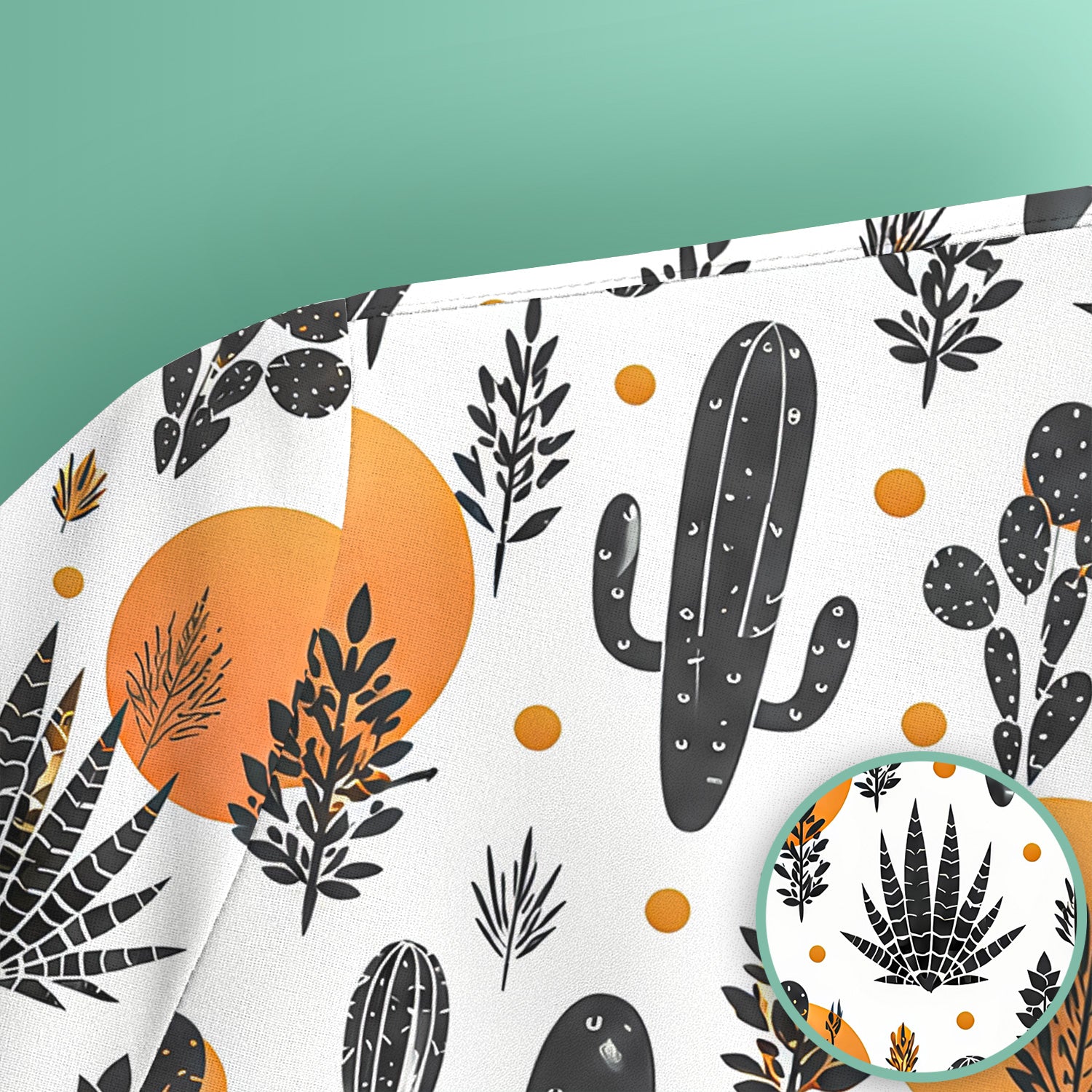 Desert Cactus Orange Sun Pattern Scrub Top, Comfortable Scrubs for Nurses