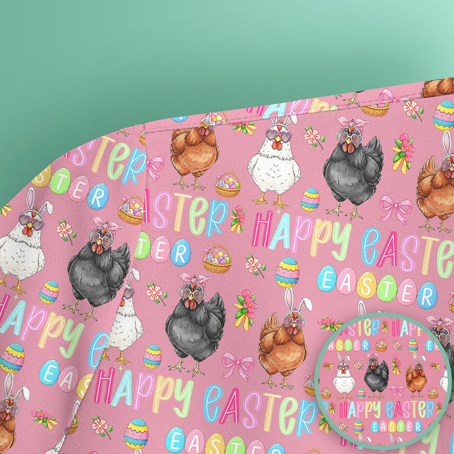 Happy Easter Bunny Eggs Pattern Scrubs Top, Comfortable Scrubs for Nurses