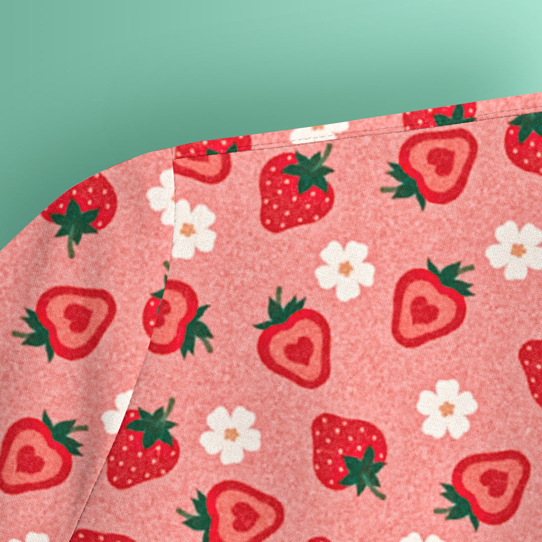Sweet Strawberry Blossom Print Scrub Top, Breathable Fabrics Nursing Uniform