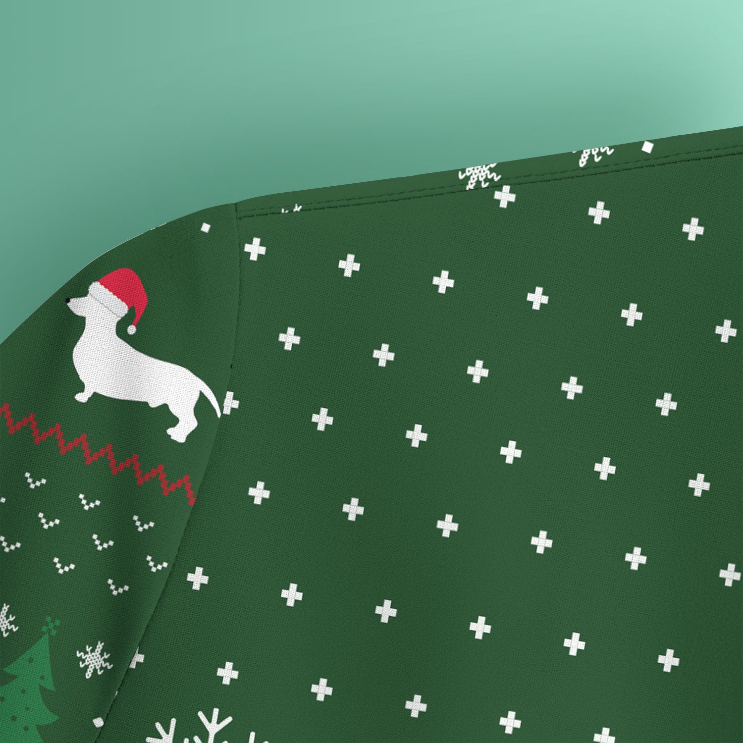 Dachshund Christmas Scrub Top - Funny Sausage Dog Nurse Shirt - Cute Holiday Scrubs for Women RN LPN CNA Gift