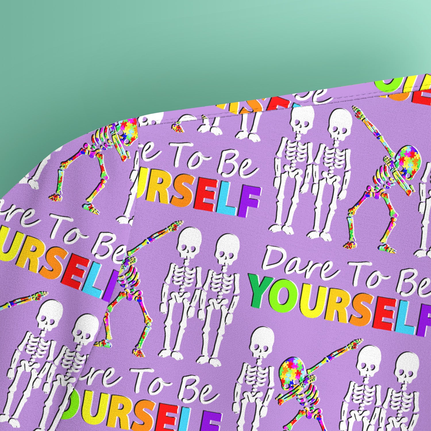 Rainbow Skeleton Dare To Be Yourself Pattern Scrubs Top, Comfortable Scrubs for Nurses