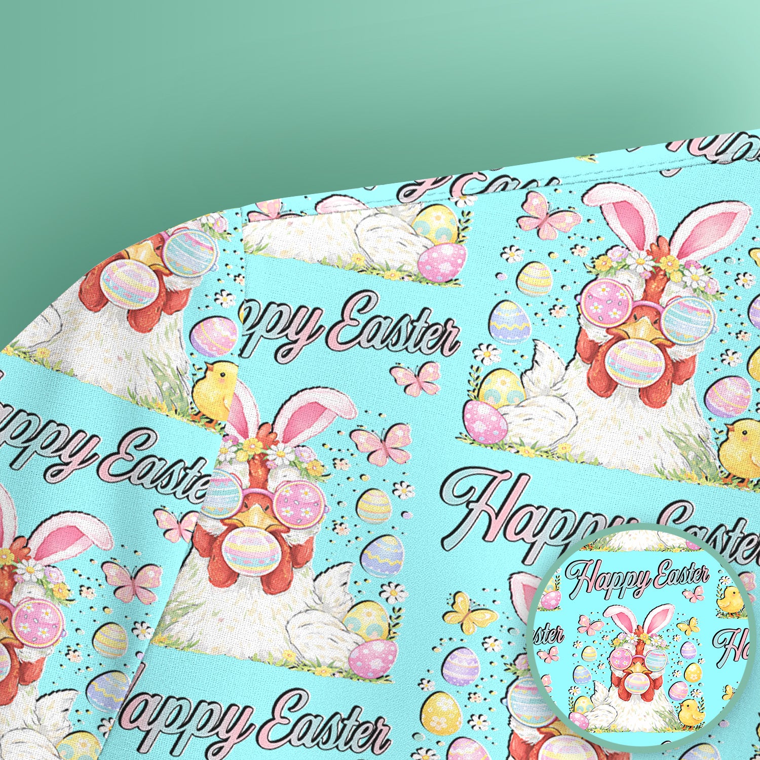 Happy Easter Bunny Eggs Pattern Scrub Top, Comfortable Scrubs for Nurses