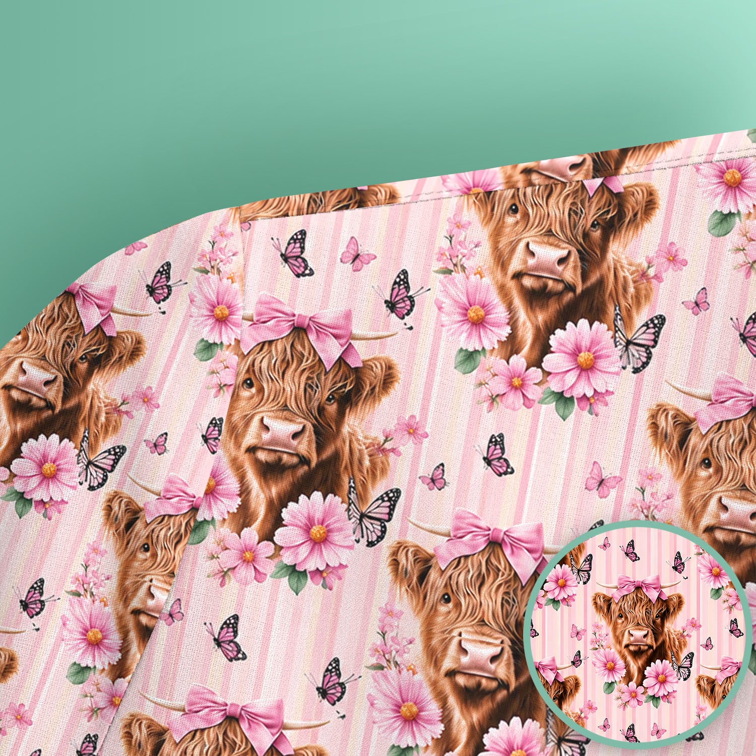 Pink Highland Cow Floral Scrub Top, Comfortable Scrubs for Nurses
