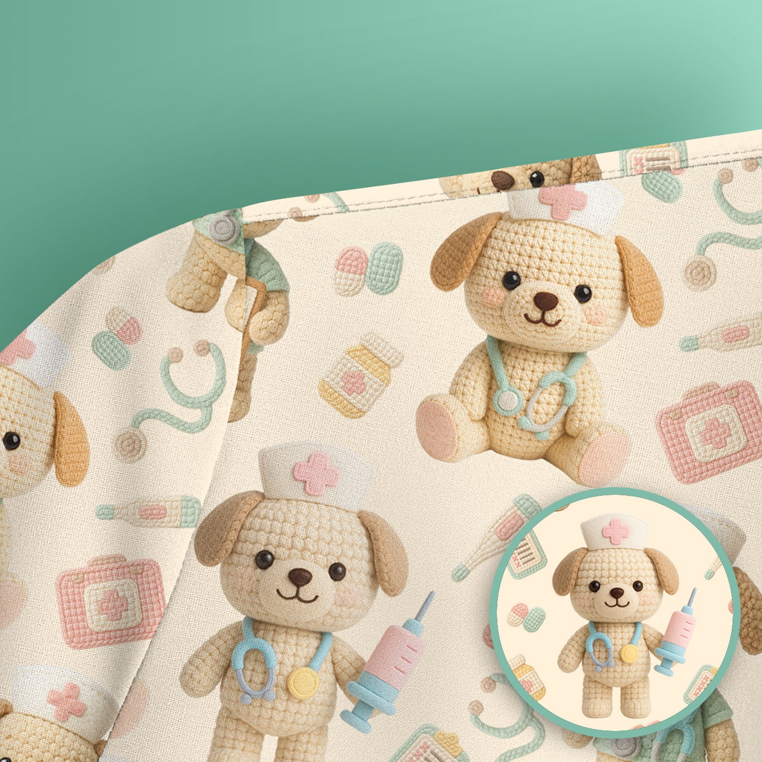 Cute Labrador Scrub Top for Nurse - Pastel Crochet Dog Medical Scrubs - Adorable Puppy Med Uniform Gift for Women