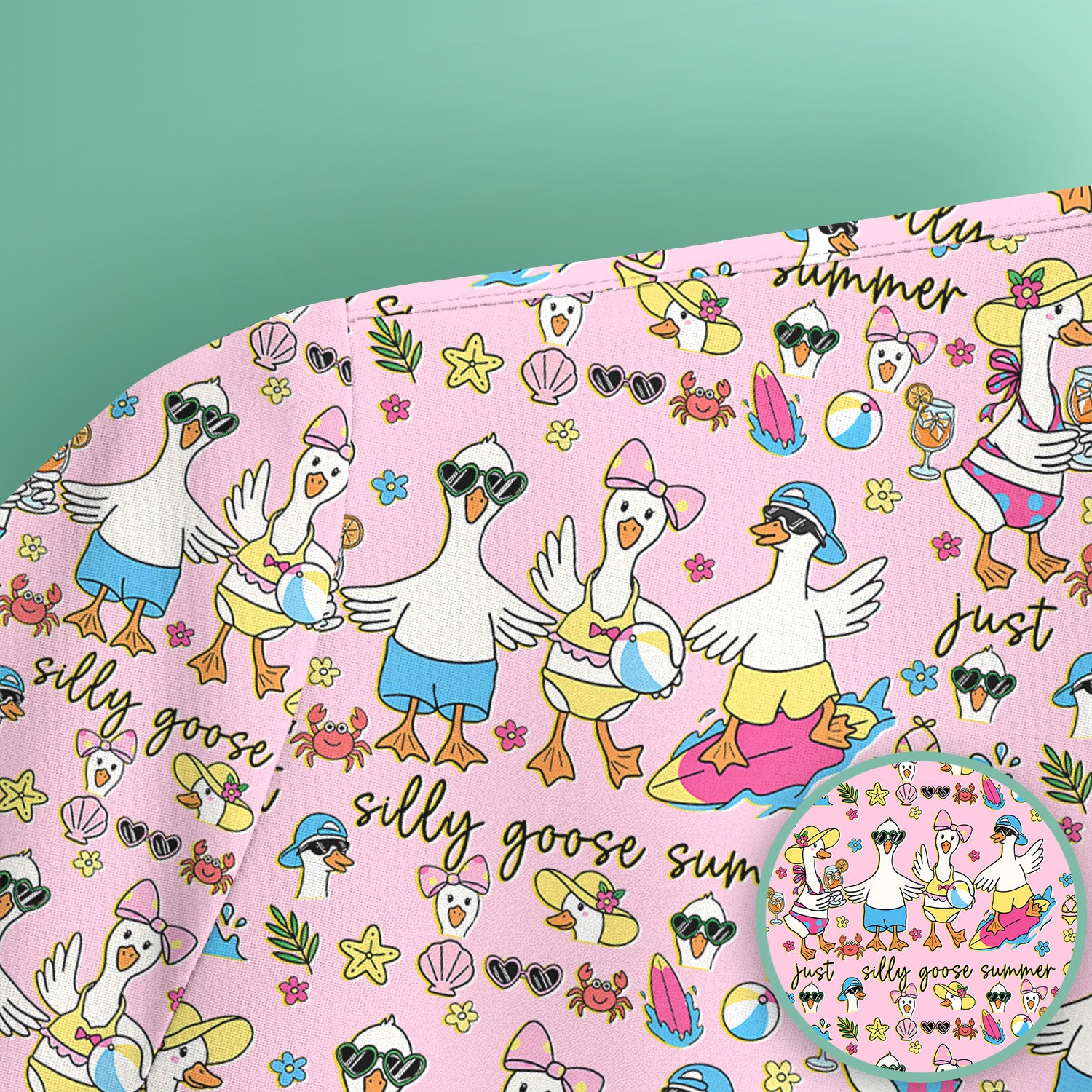 Silly Goose Summer Pattern Scrub Top, Breathable Fabrics Nursing Uniform
