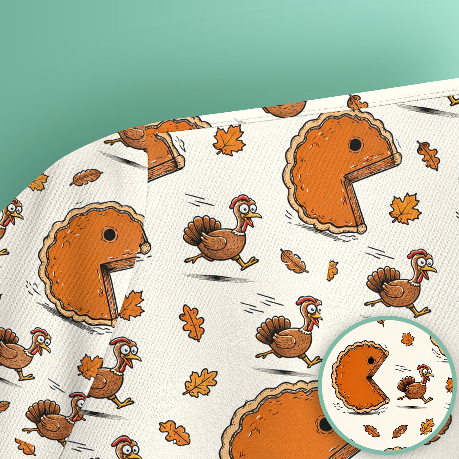 Thanksgiving Pie Chasing Turkey Scrub Top, Comfortable Scrubs for Nurses