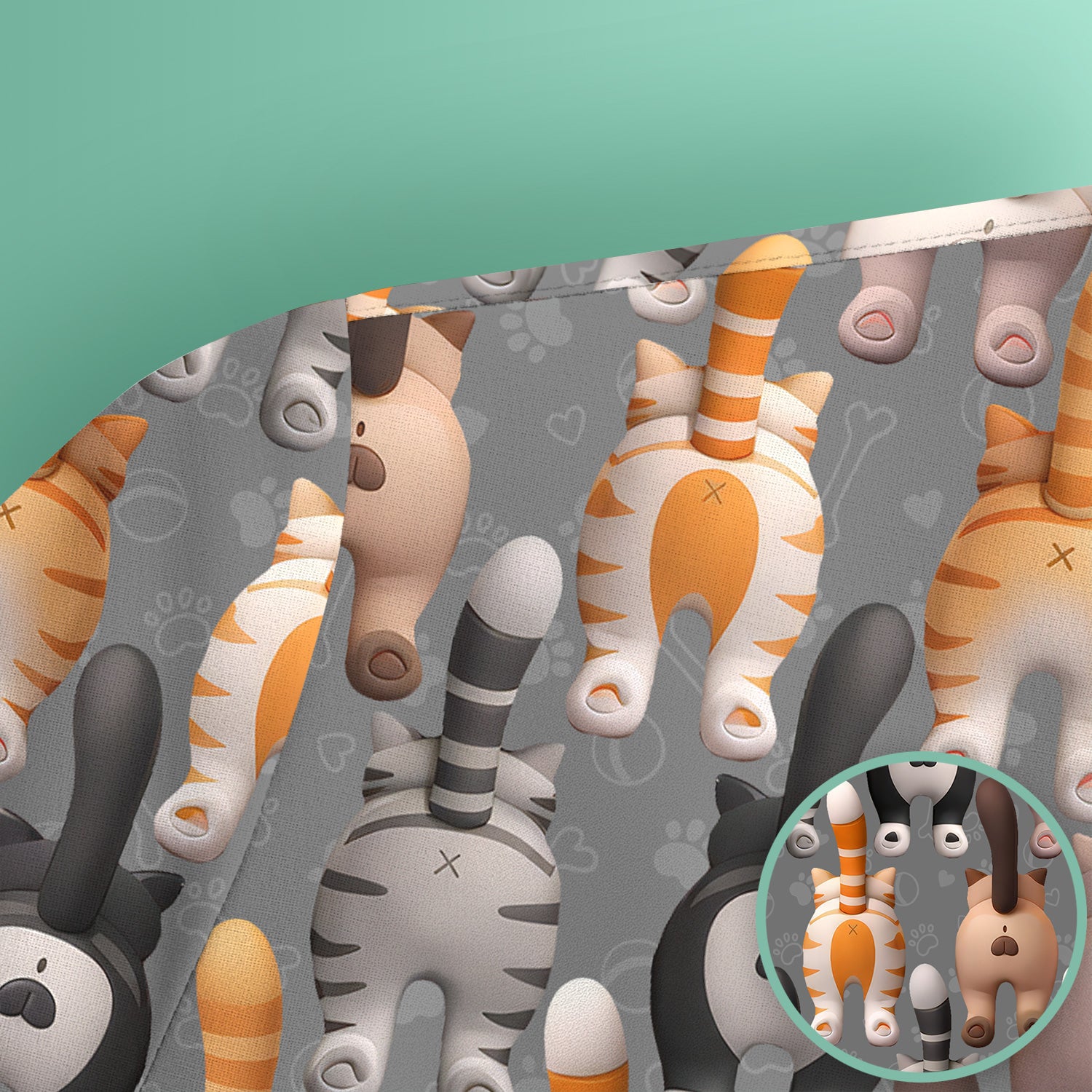 Funny Cat Butt Paw Print Pattern Scrub Top, Comfortable Scrubs for Nurses