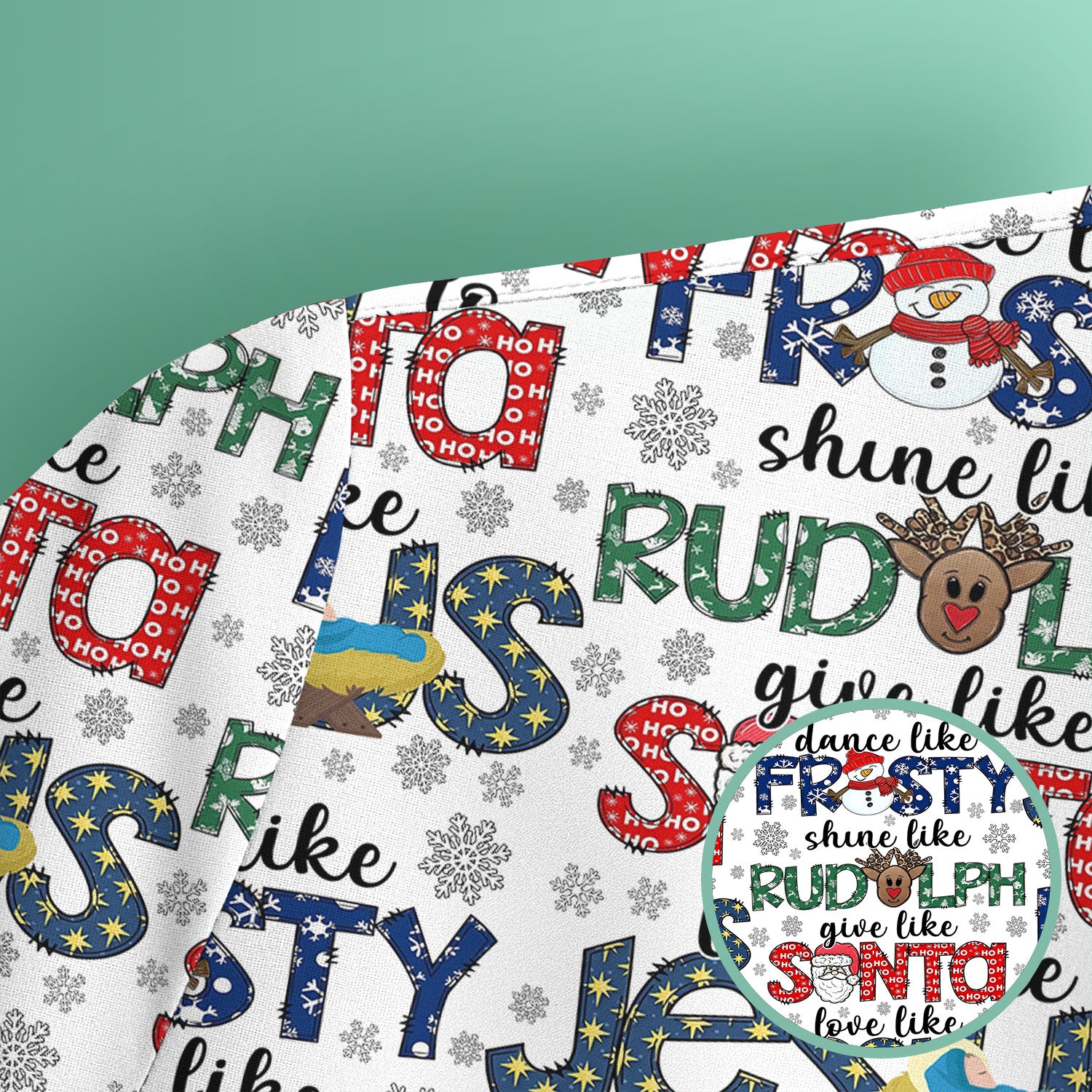 Christmas Rudolph Nurse Scrub Top for Women - Dance Like Frosty Shine Like Rudolph Give Like Santa Love Like Jesus - Holiday Med Shirt