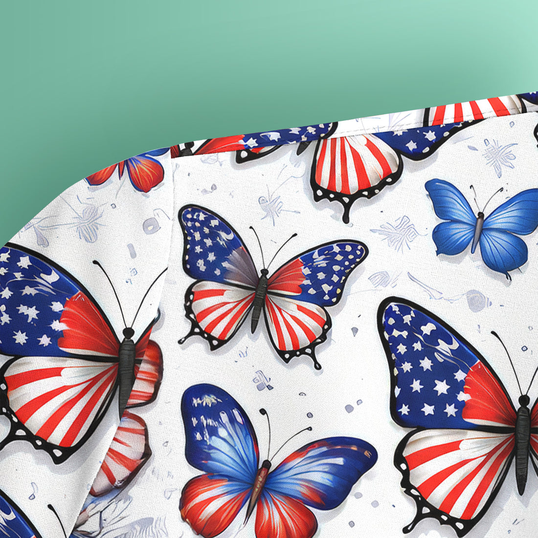 Charming Patriotic Butterfly Star Pattern Scrub Top, Comfortable Scrubs For Nurses