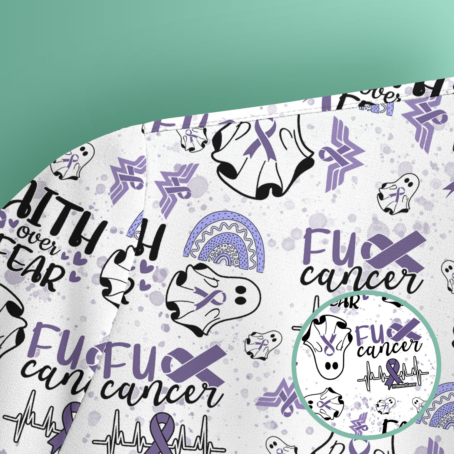 Stomach Cancer Awareness Scrub Top - Periwinkle Blue Ribbon Survivor Shirt - November Warrior Medical Uniform Gift for Women