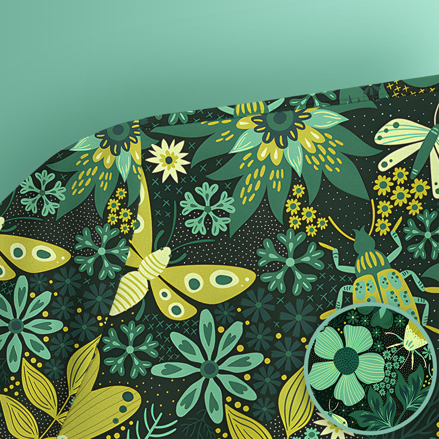Green Botanical Butterfly Pattern Scrub Top, Comfortable Scrubs for Nurses