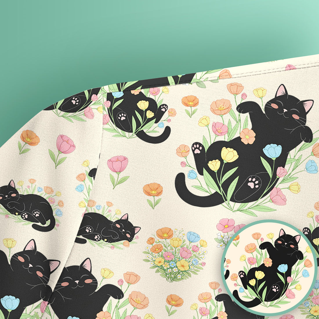 Cats With Cute Poses Floral Pattern Scrubs Top, Comfortable Scrubs for Nurses
