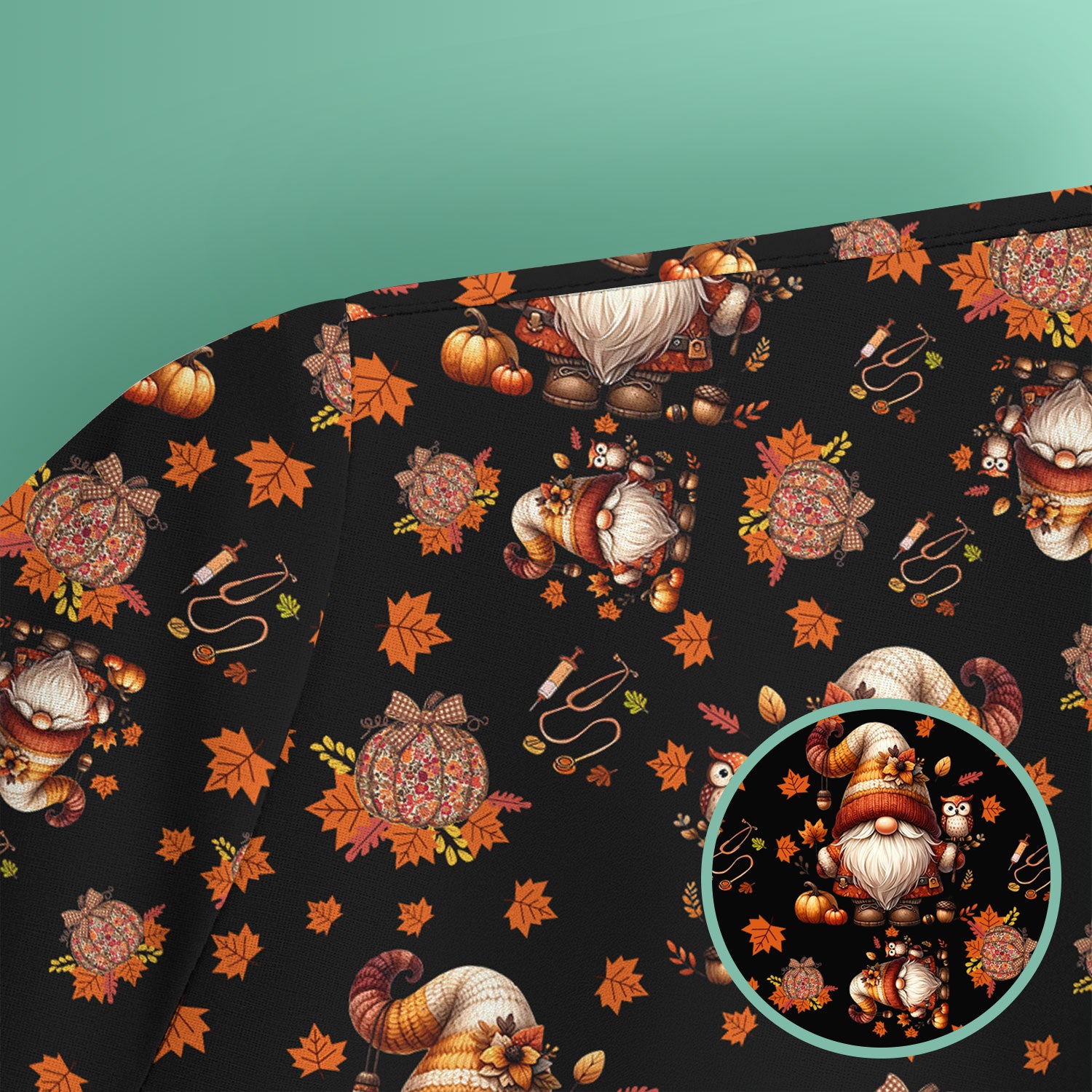 Autumn Leaves Pumpkin Scrubs for Women - Comfortable Scrubs for Nurses - Breathable Fabrics Nursing Uniform