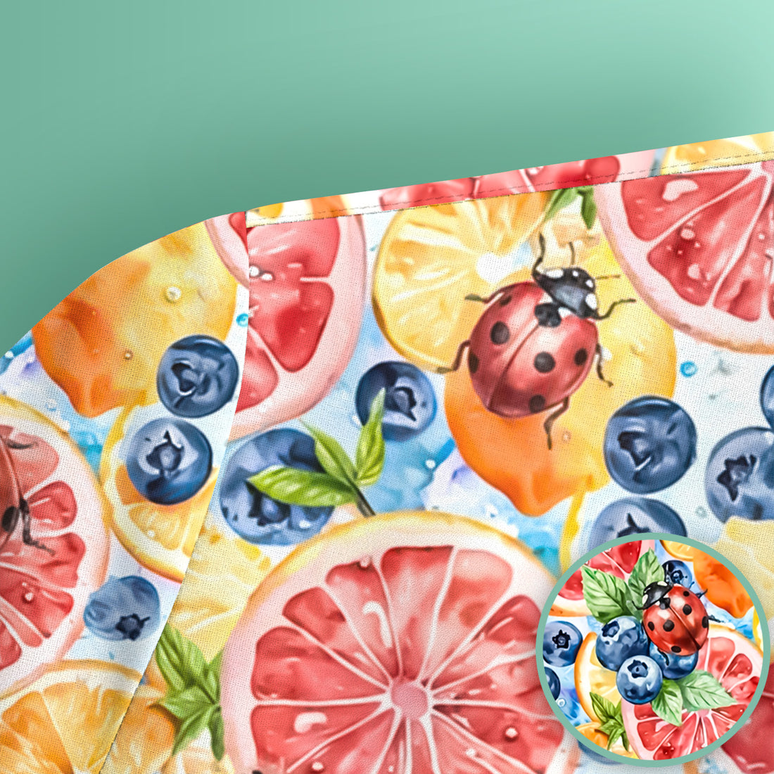 Cute Citrus Berry Ladybug Pattern Scrub Top, Comfortable Scrubs for Nurses