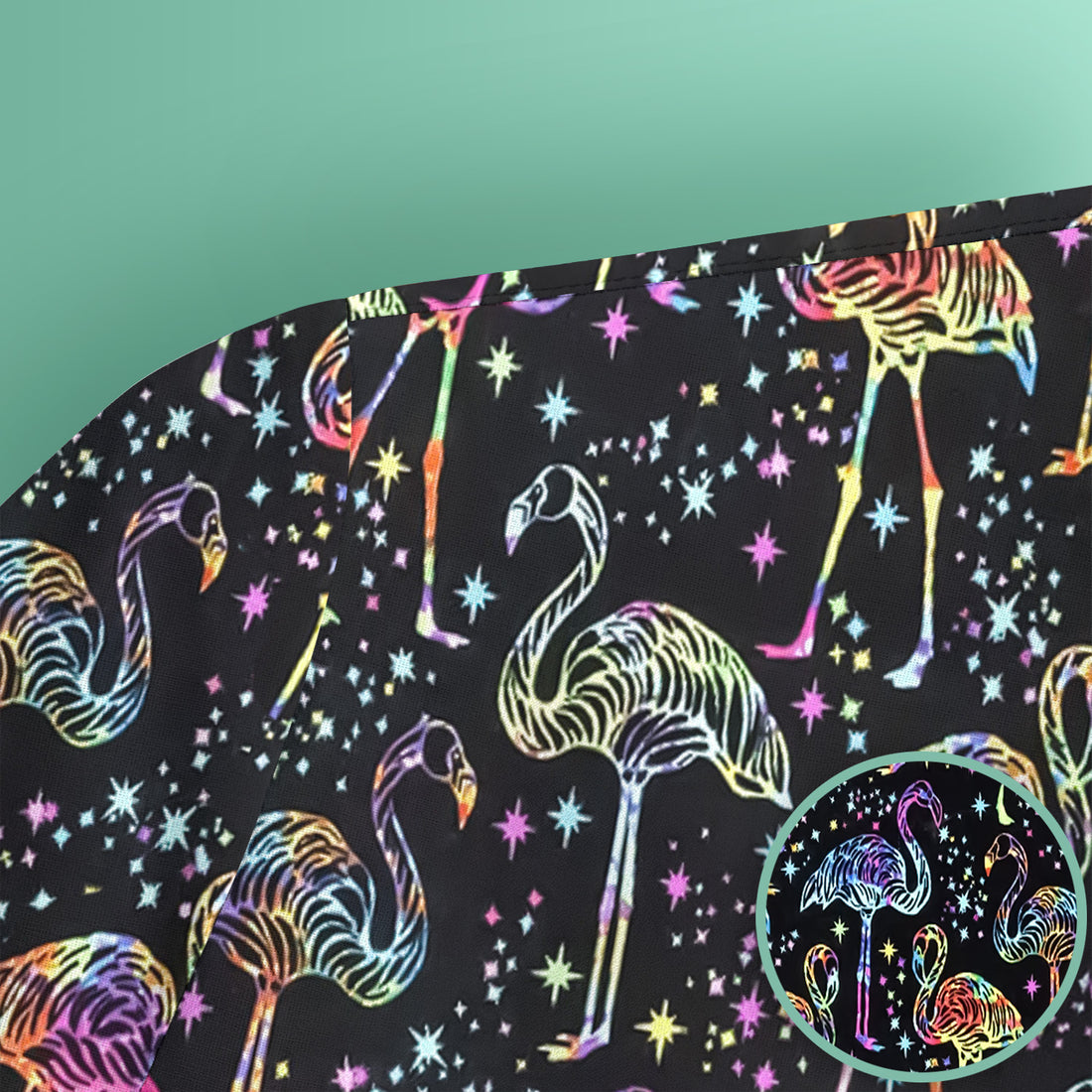 Neon Flamingo Starry Night Pattern Scrub Top, Comfortable Scrubs for Nurses