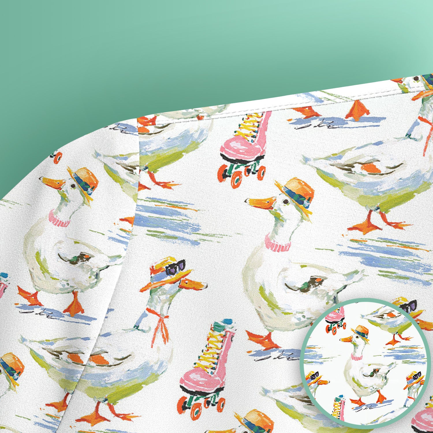 Roller Skating Goose Nurse Pattern Scrub Top, Comfortable Scrubs for Nurses