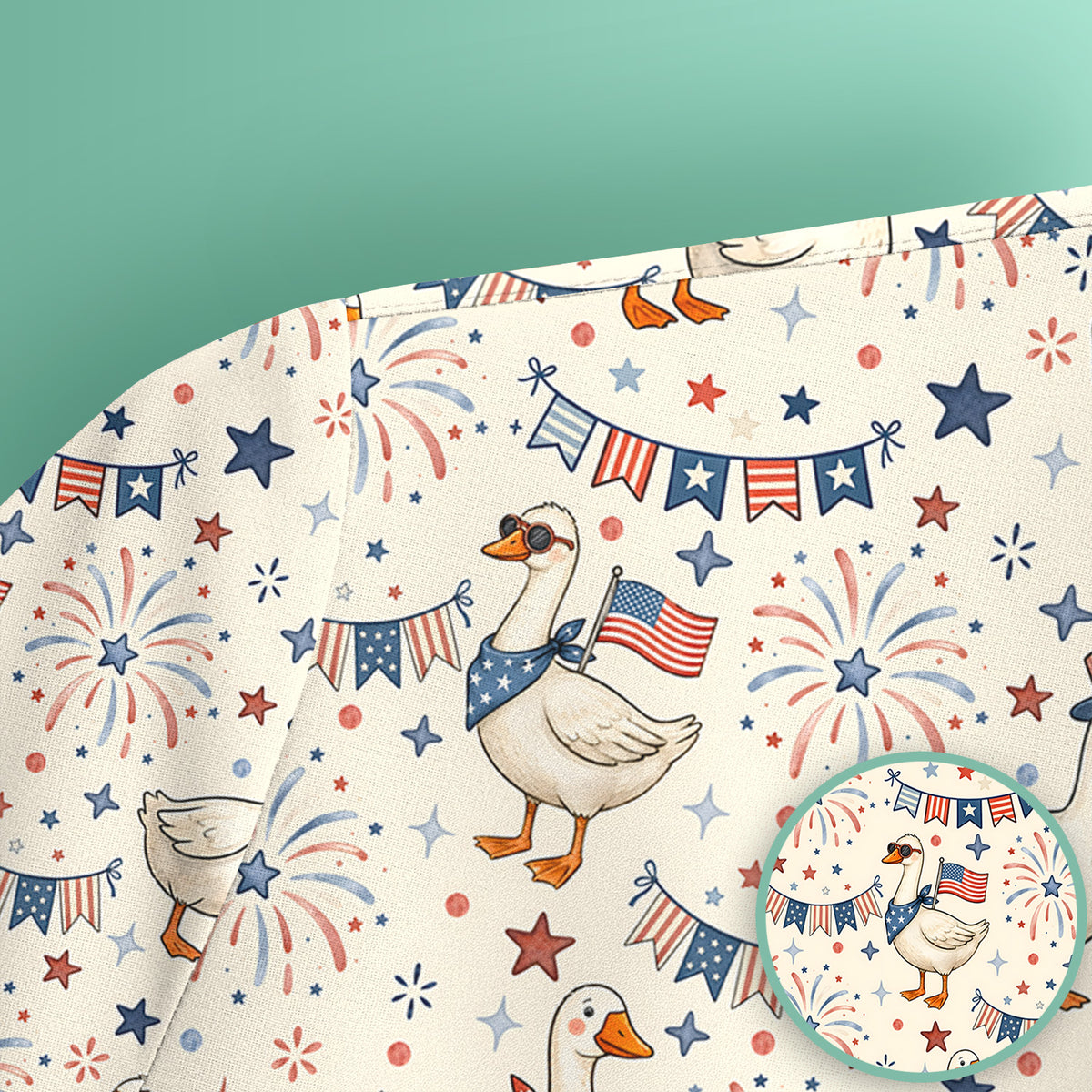 Patriotic Goose Fourth Of July Pattern Scrub Top, Comfortable Scrubs for Nurses