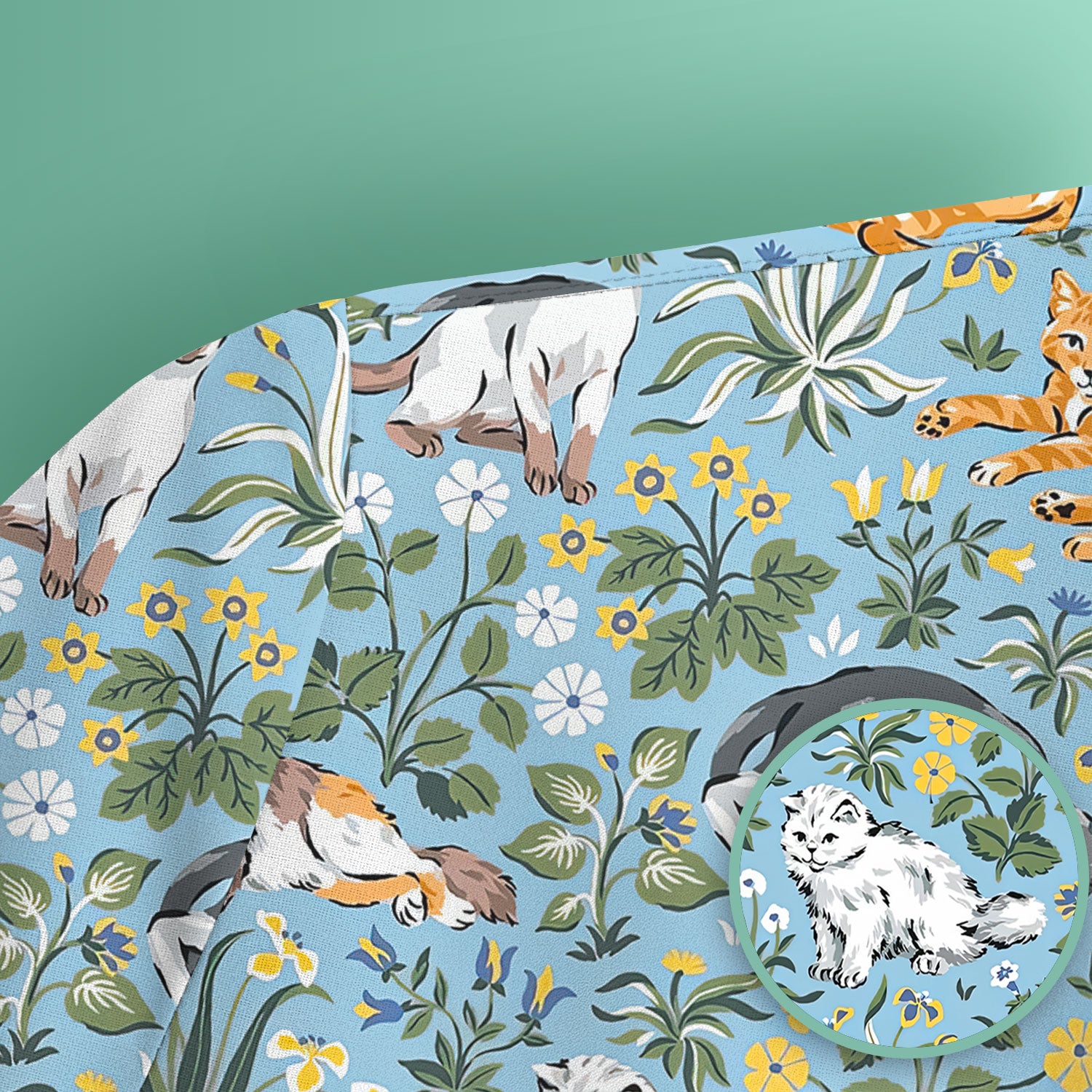 Floral Cat Garden Medical Pattern Scrub Top, Comfortable Scrubs for Nurses