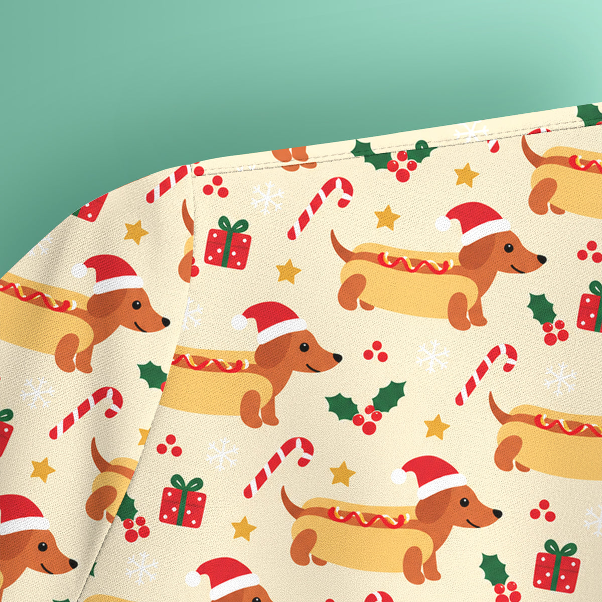 Funny Christmas Dachshund Hot Dog Scrub Top, Comfortable Scrubs for Nurses