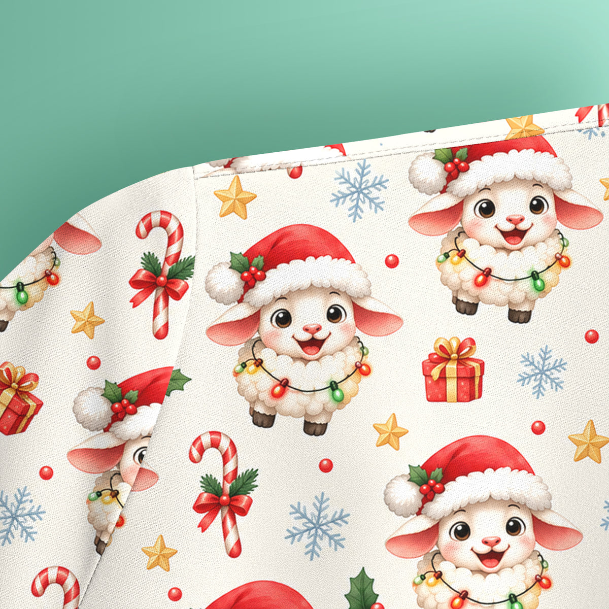 Christmas Lamb With Lights Scrub Top, Comfortable Scrubs for Nurses