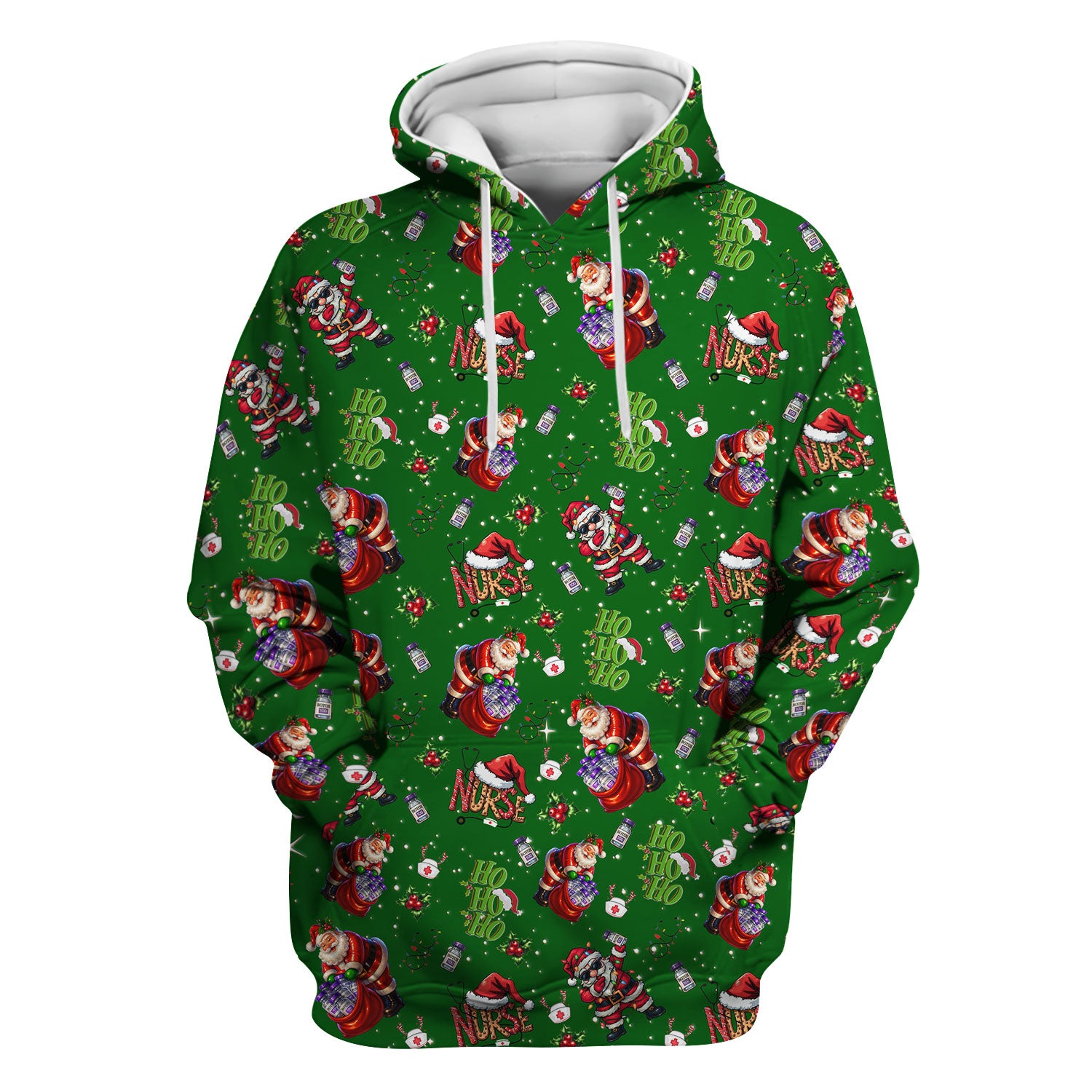 Santa Nurse Christmas Scrub Shirt - Funny Holiday Scrub Top Multi Colors - Cute Nursing Work Shirt with Pockets