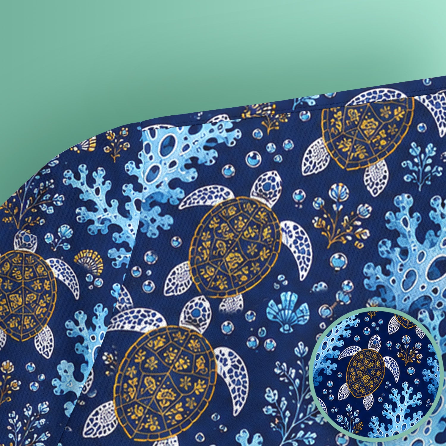 Ocean Turtle Coral Nurse Pattern Scrub Top for RN, CNA, Coastal Sea Life Medical Uniform