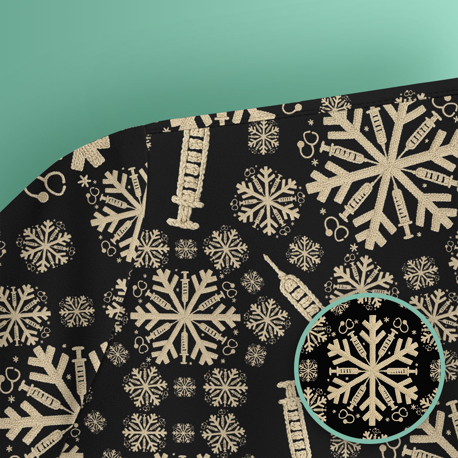 Snowflake Syringe Scrubs for Women - Festive Medical Top - Funny Christmas Scrub Shirt for Nurse - Holiday Gift