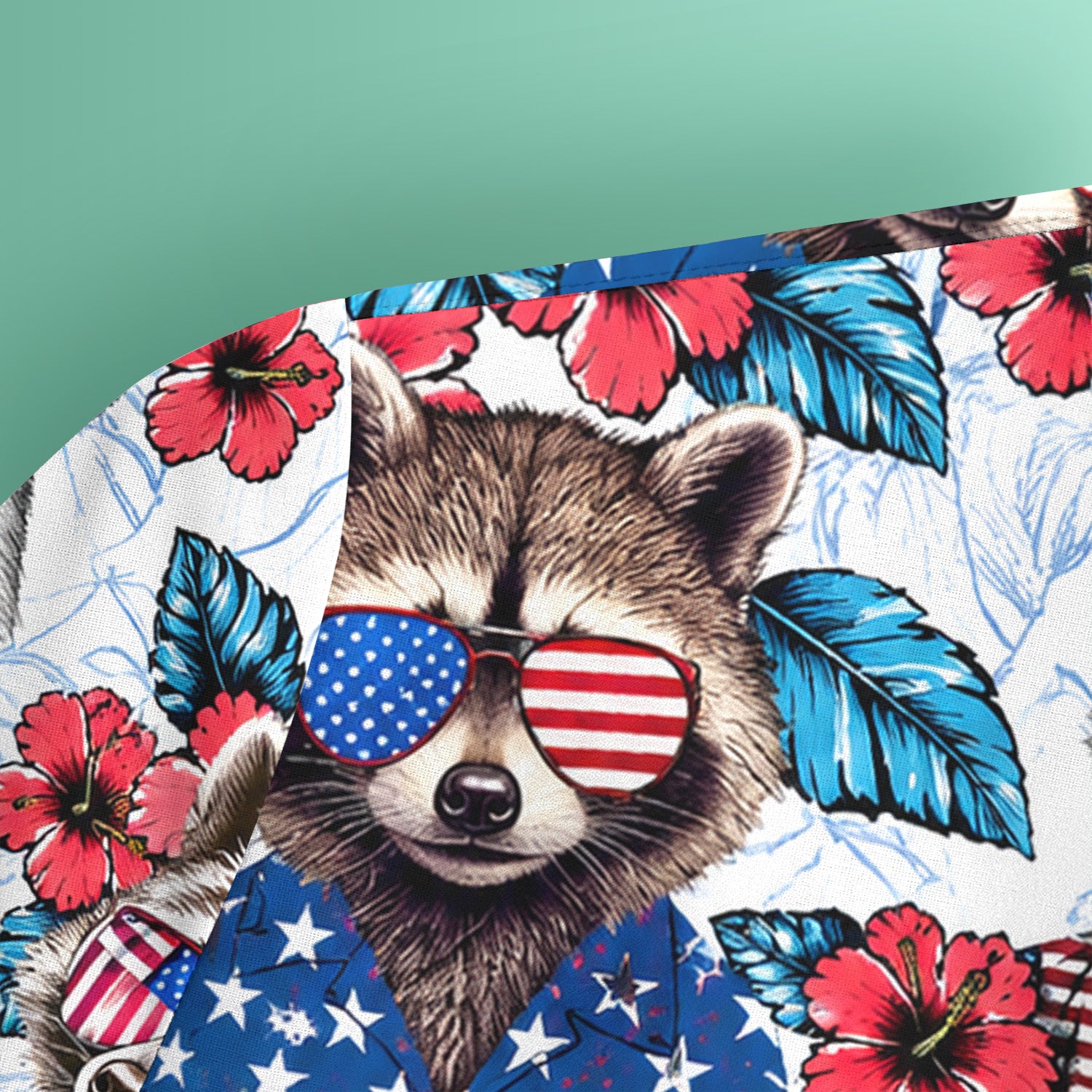 Funny Patriotic Raccoon Sunglasses Pattern Scrub Top, Comfortable Scrubs for Nurses