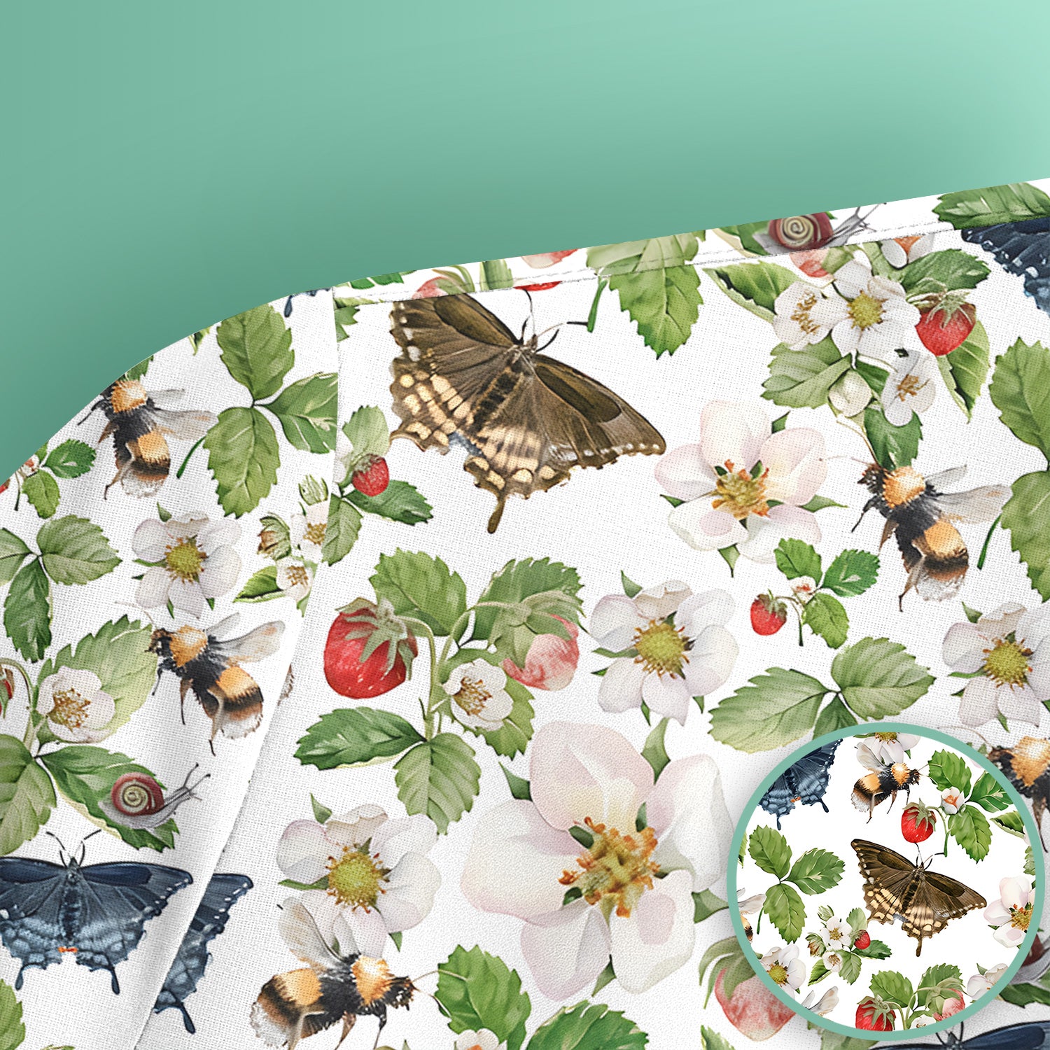 Charming Strawberry Butterfly Garden Pattern Scrub Top, Comfortable Scrubs for Nurses