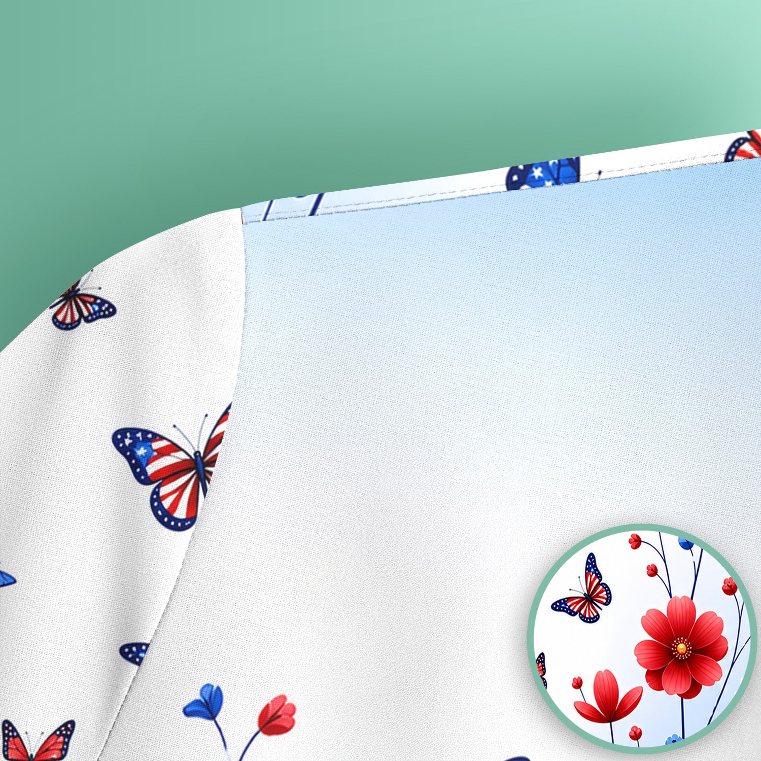 Patriotic Butterfly Wildflower Garden Pattern Scrub Top, Comfortable Scrubs for Nurses