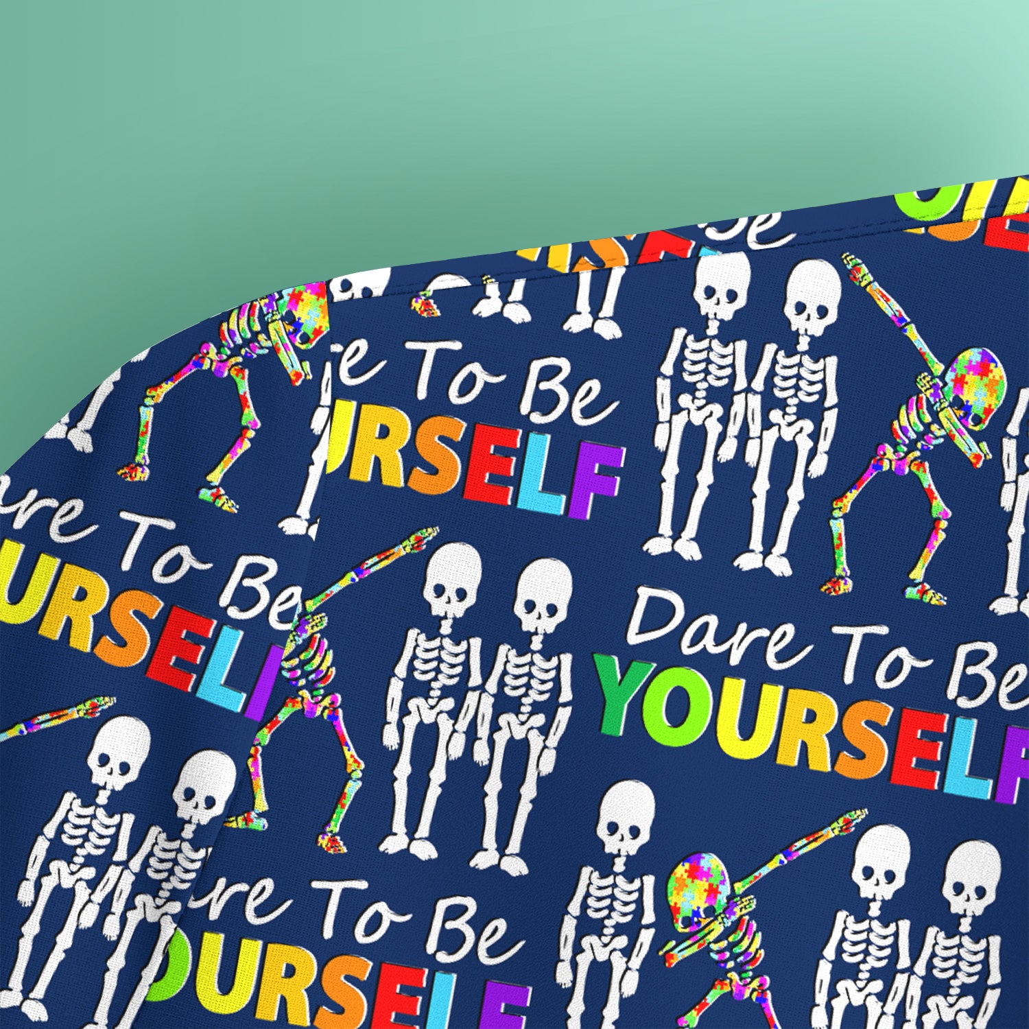 Rainbow Skeleton Dare To Be Yourself Pattern Scrubs Top, Comfortable Scrubs for Nurses