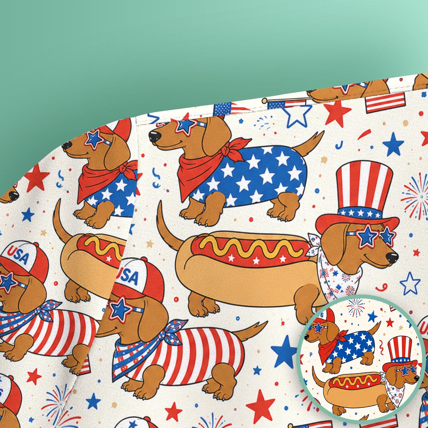 Patriotic Dachshund Fourth Of July Scrub Top, Comfortable Scrubs for Nurses