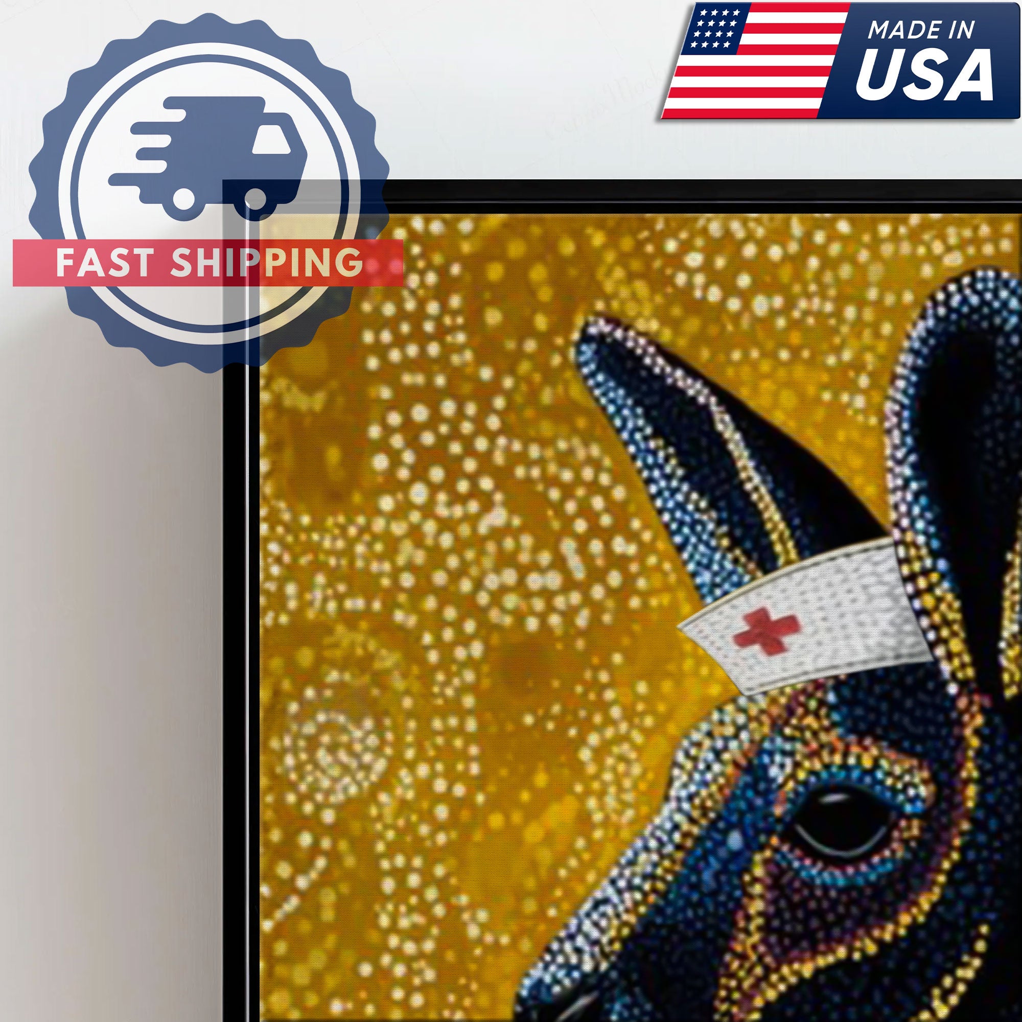 Aboriginal Style Kangaroo Canvas, Kangaroo Nurse Dot Art Poster, Australian Wildlife Decor For Nursing