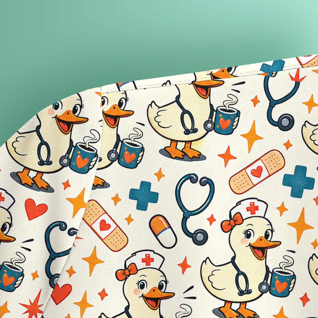 Cute Nurse Duck With Coffee Scrub Top, Comfortable Scrubs for Nurses