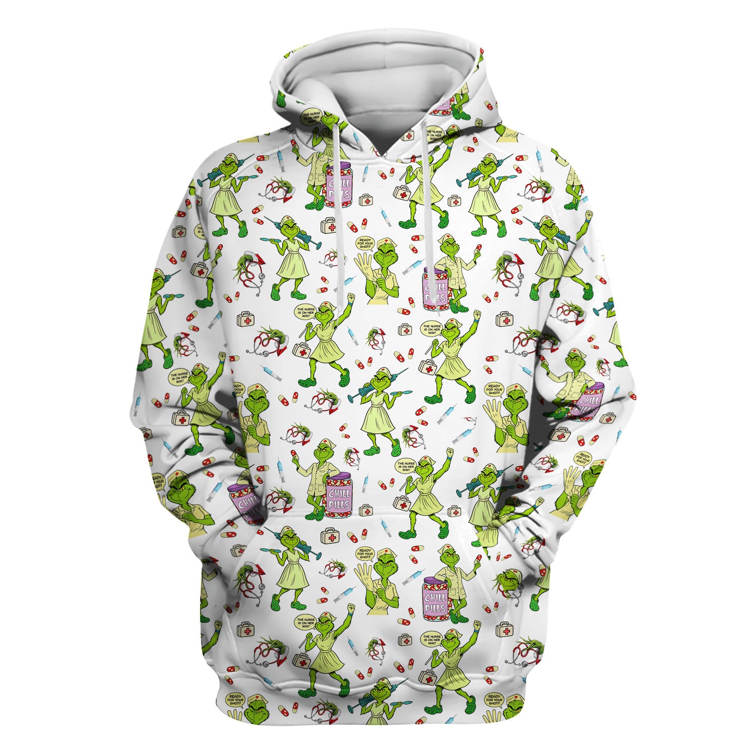 Grinch Nurse Scrub Shirt Multi Colors - Funny Chill Pills Scrub Top - Christmas Nursing Work Shirt with Pockets for Women