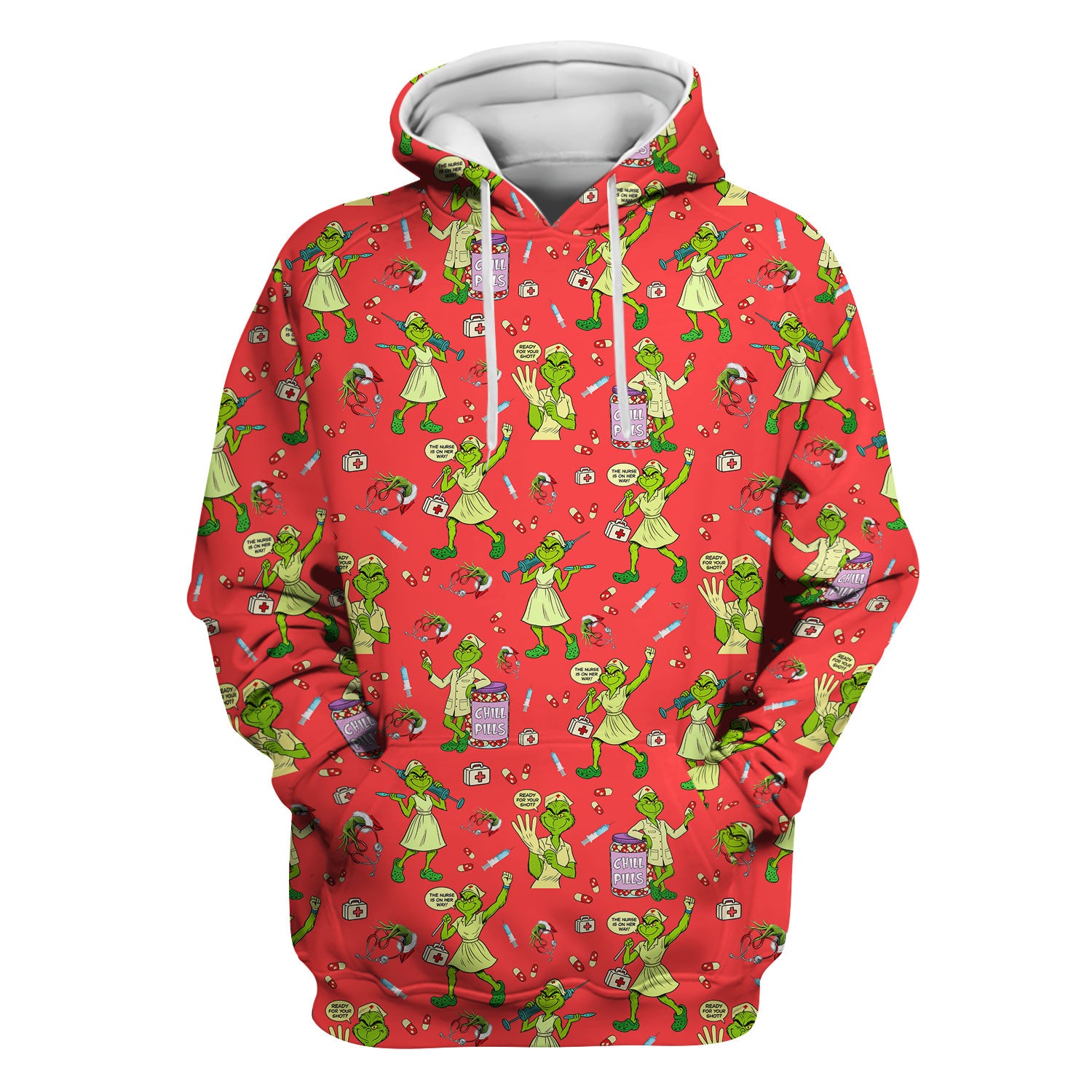Grinch Nurse Scrub Shirt Multi Colors - Funny Chill Pills Scrub Top - Christmas Nursing Work Shirt with Pockets for Women