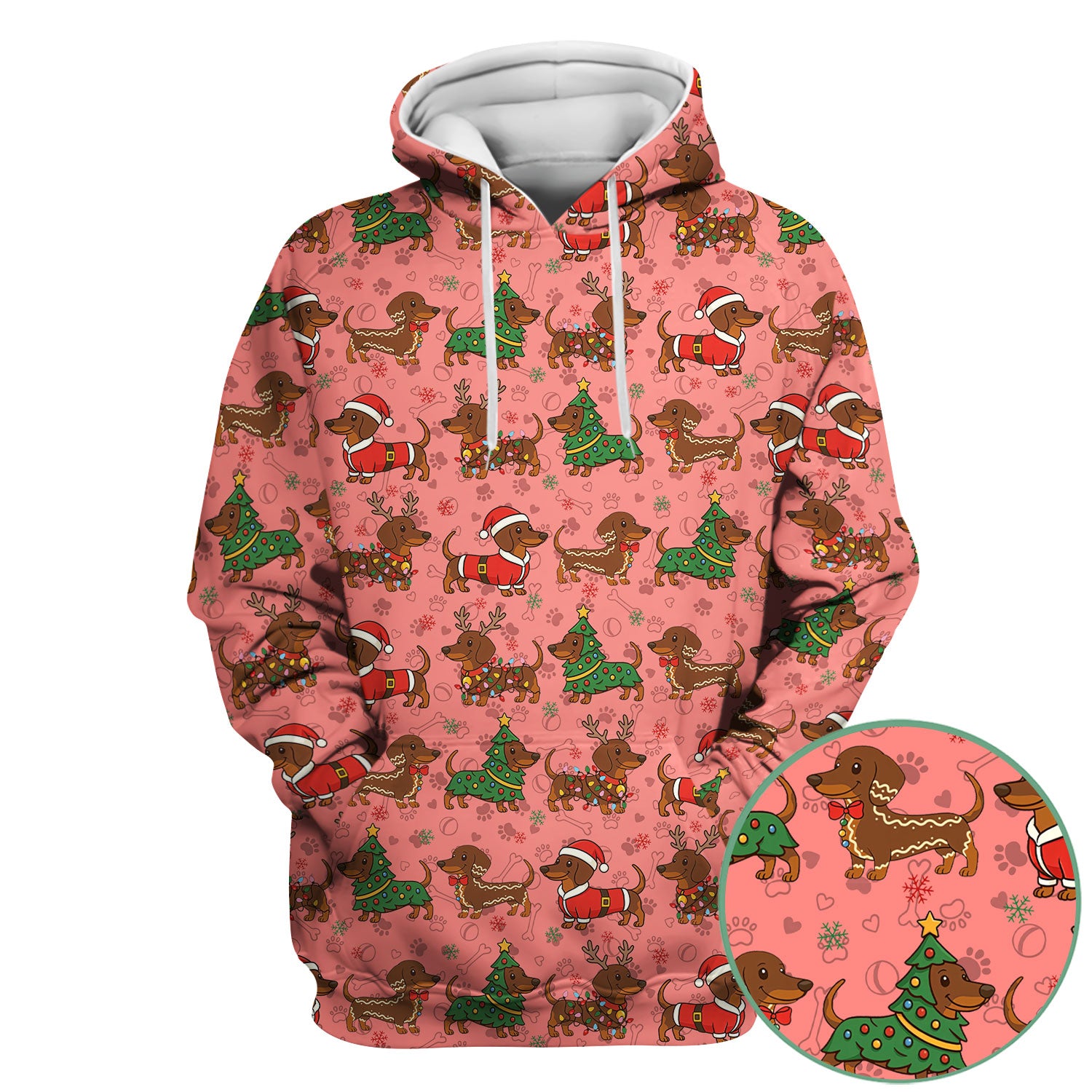 Holiday Dachshund Christmas Scrub Top - Funny Wiener Sausage Dog Nurse Shirt - Adorable Dog Lover Gift for RN CNA LPN