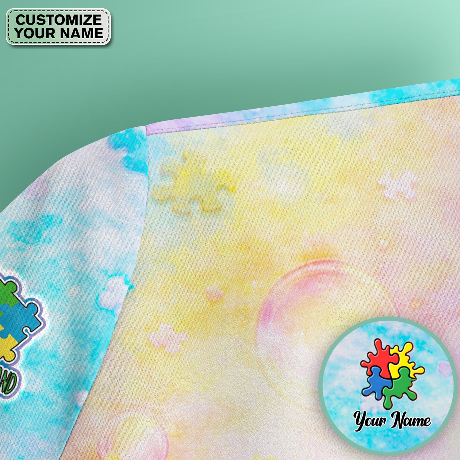 Personalized Inspirational Autism Awareness Nurse Puzzle Ribbon Pattern Scrub Top, Comfortable Scrubs For Nurses