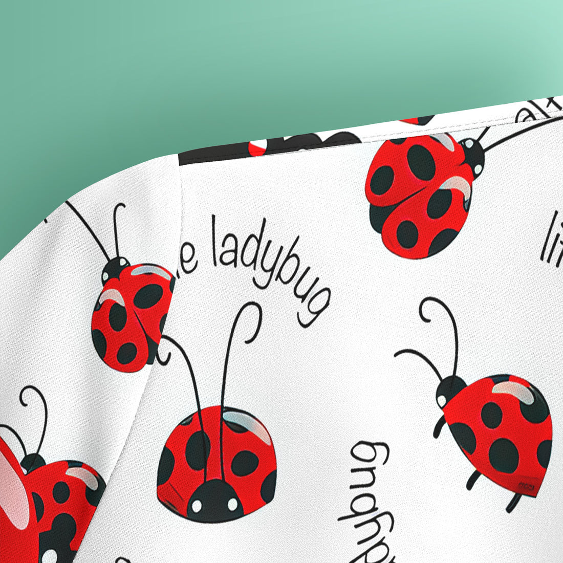 Cute Little Ladybug Polka Dot Pattern Scrub Top, Breathable Fabrics Nursing Uniform