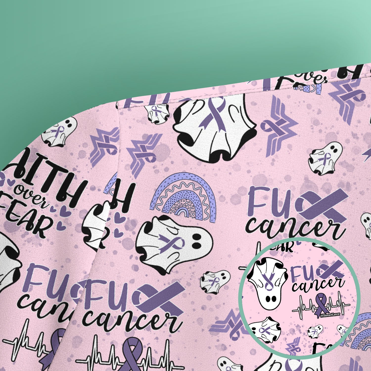 Stomach Cancer Awareness Scrub Top - Periwinkle Blue Ribbon Survivor Shirt - November Warrior Medical Uniform Gift for Women